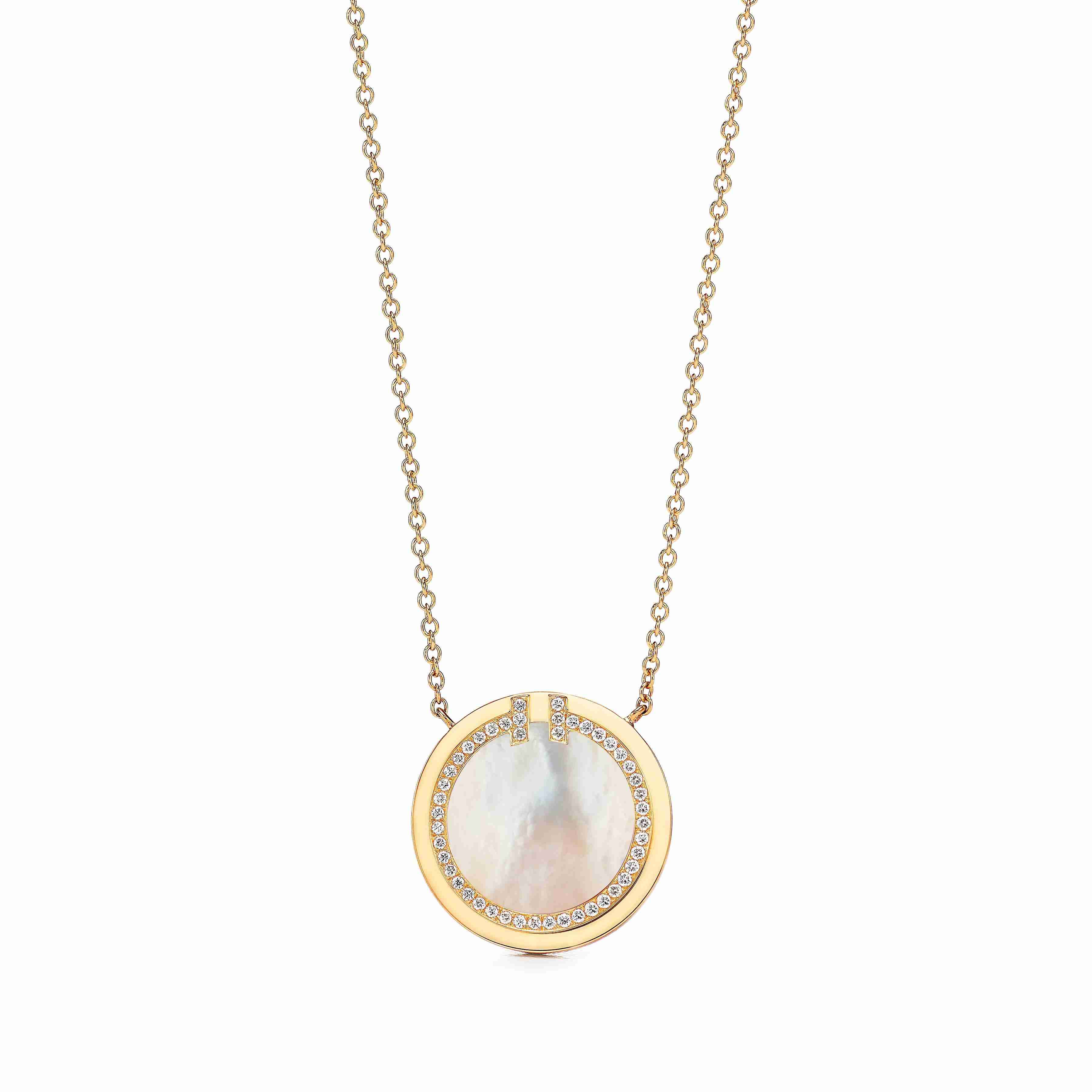 Tiffany T : Diamond and Mother-of-pearl Circle Pendant