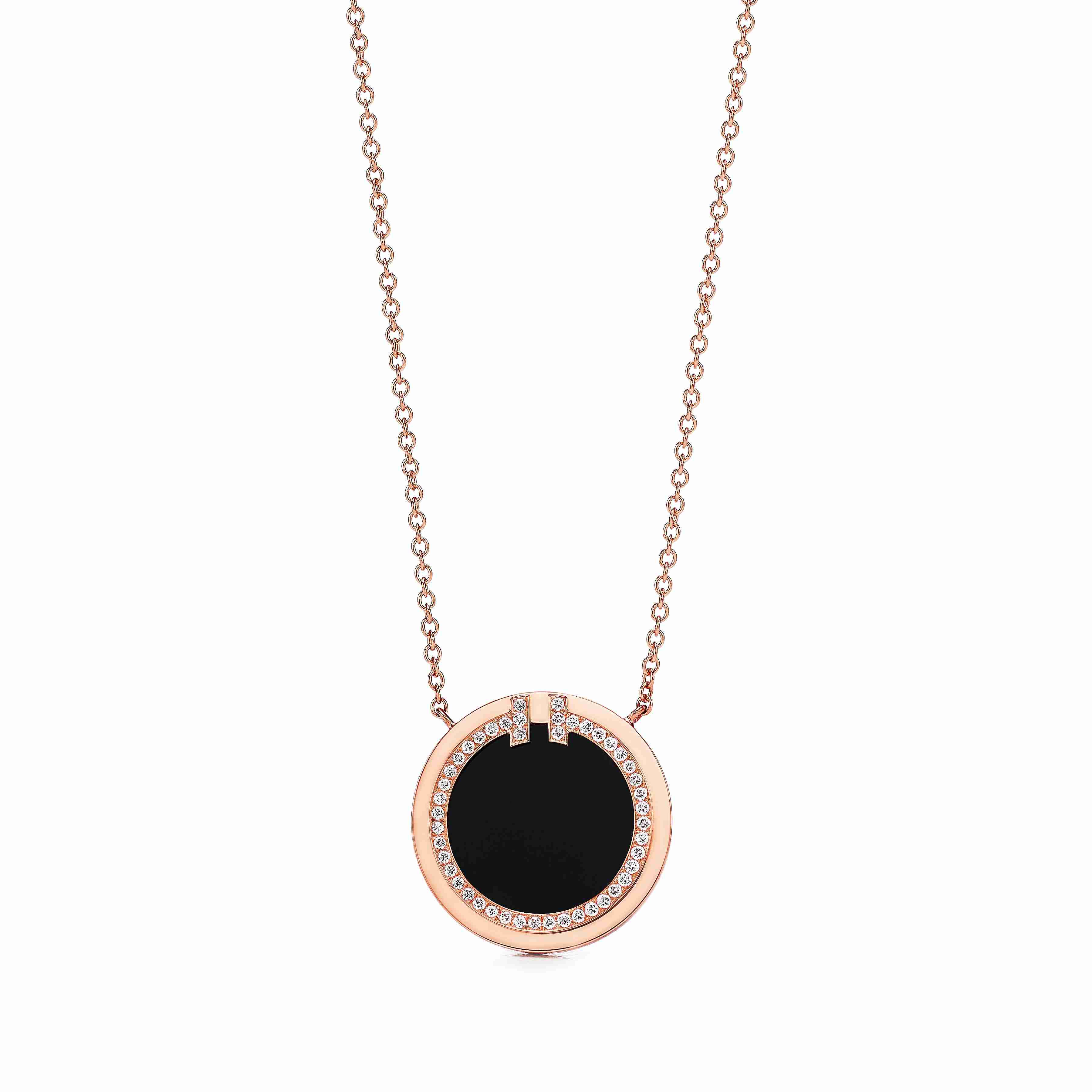 Tiffany T : Diamond and Black Onyx Circle Pendant