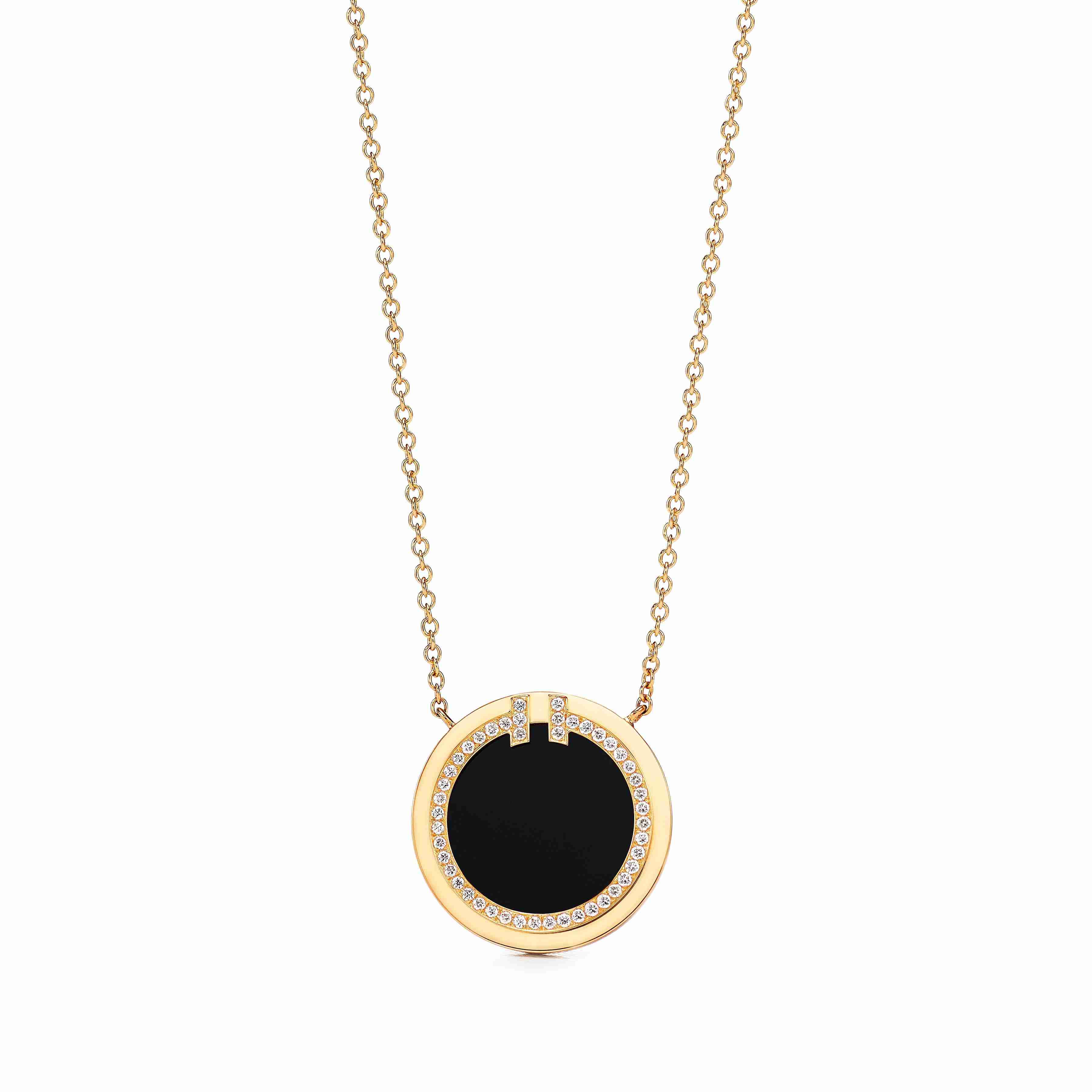 Tiffany T : Diamond and Black Onyx Circle Pendant