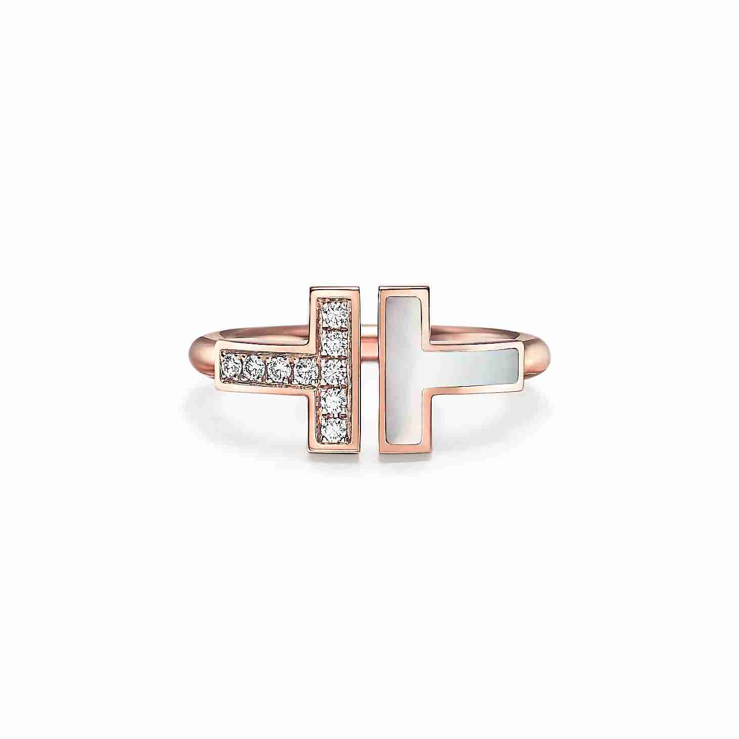 Tiffany T : Diamond and Mother-of-pearl Wire Ring