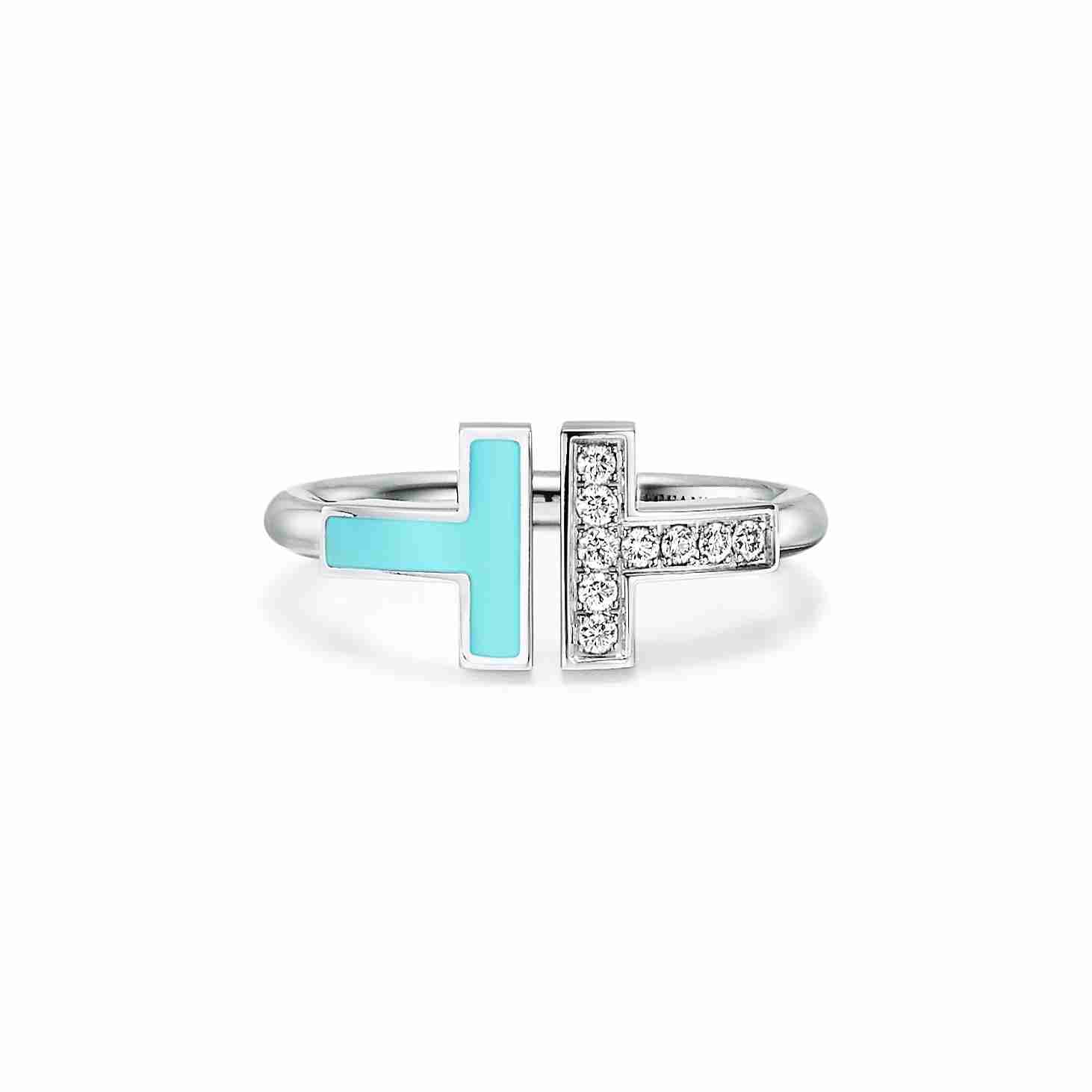 Tiffany T : Diamond and Turquoise Wire Ring