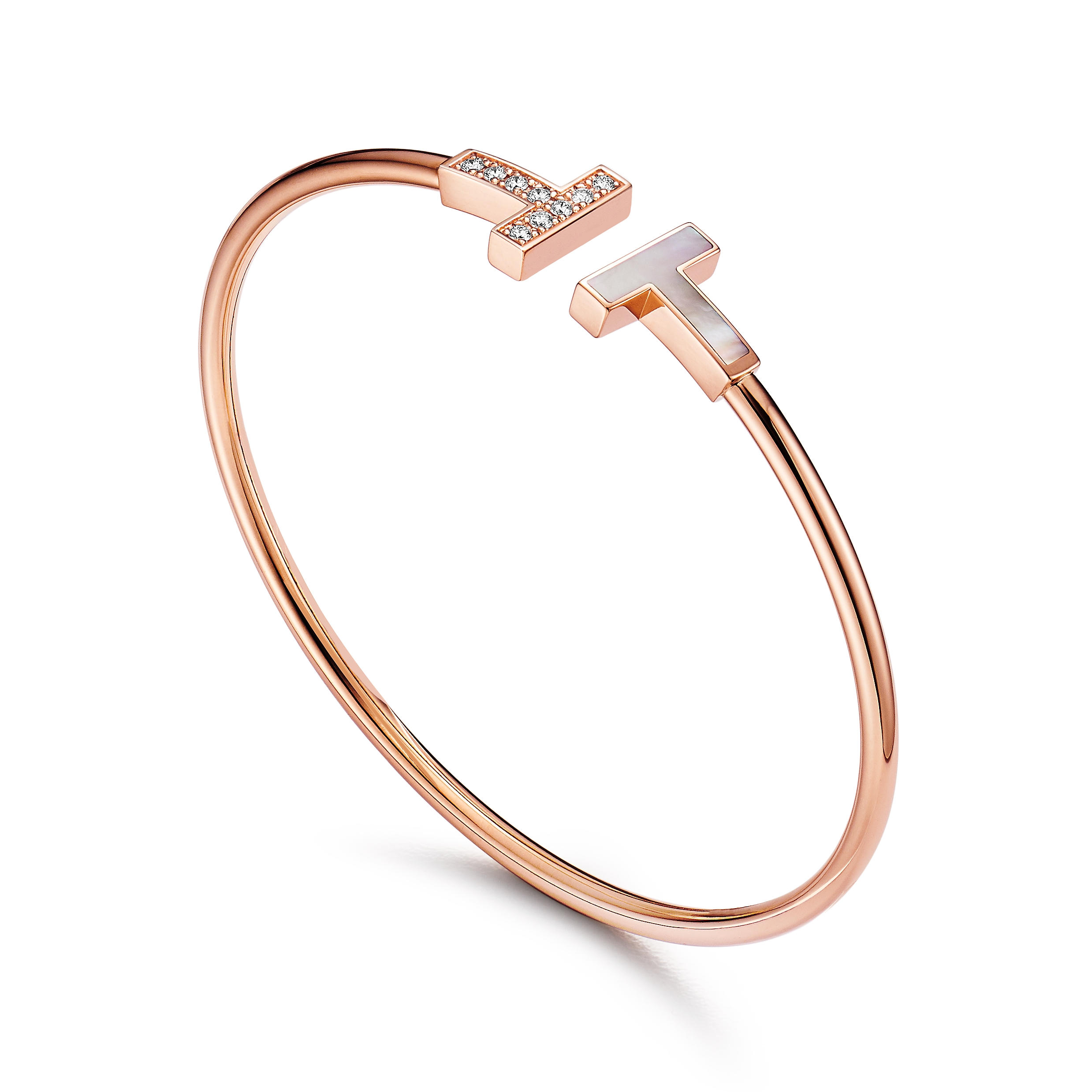 Tiffany T:Diamond and Mother-of-pearl Wire Bracelet