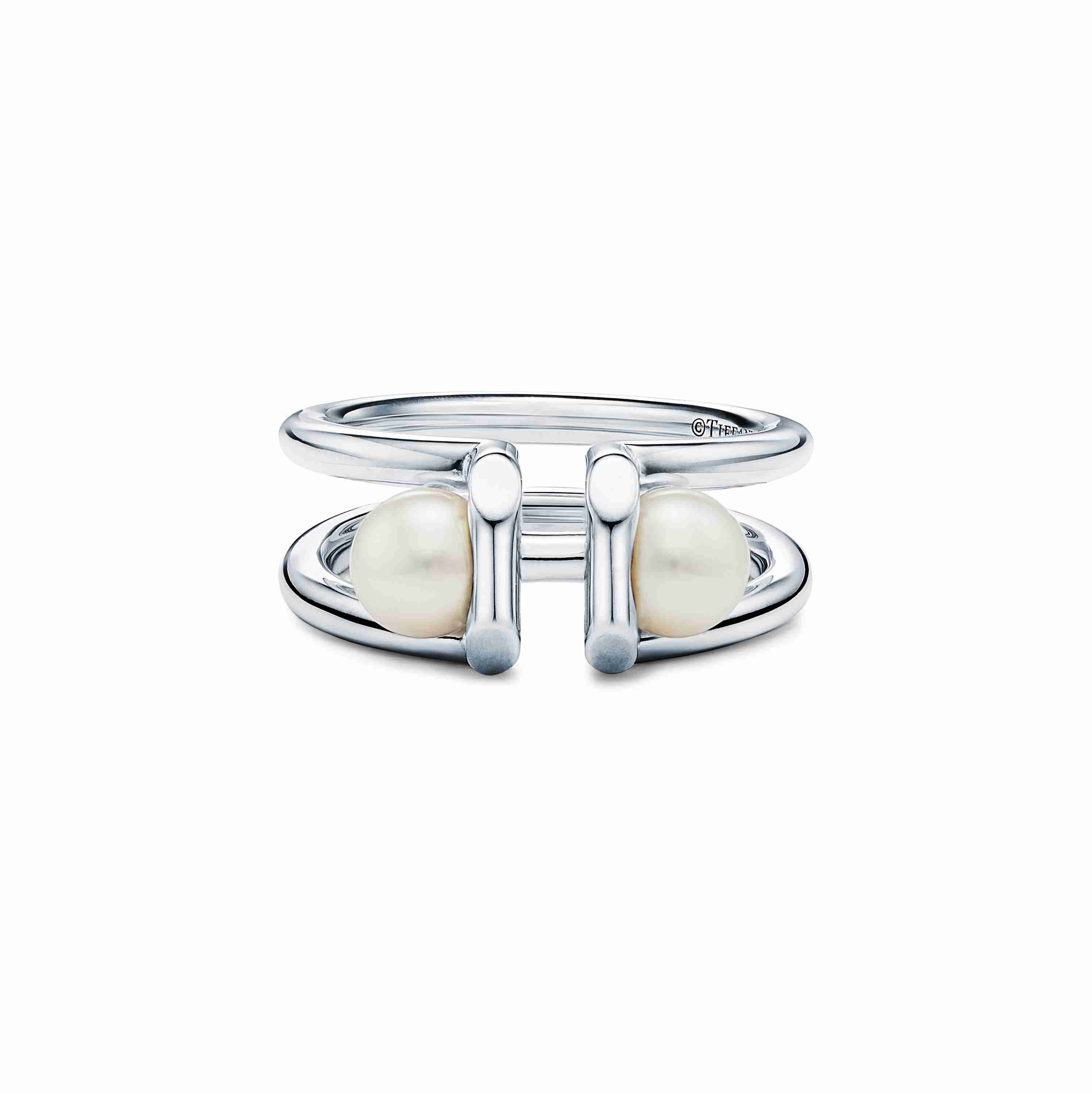 Tiffany & Co. : Double Pearl Ring in Sterling Silver