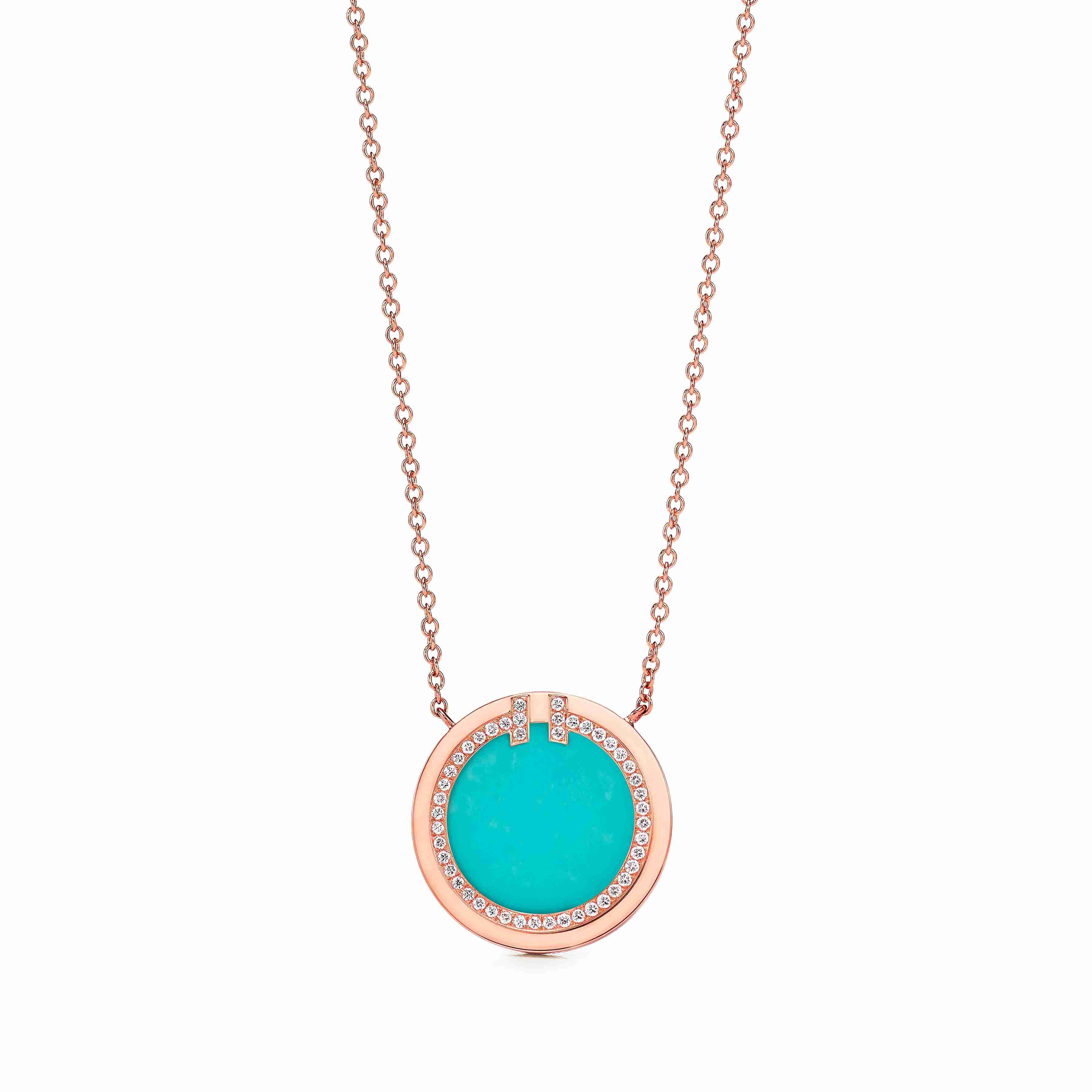 Tiffany T : Diamond and Turquoise Circle Pendant