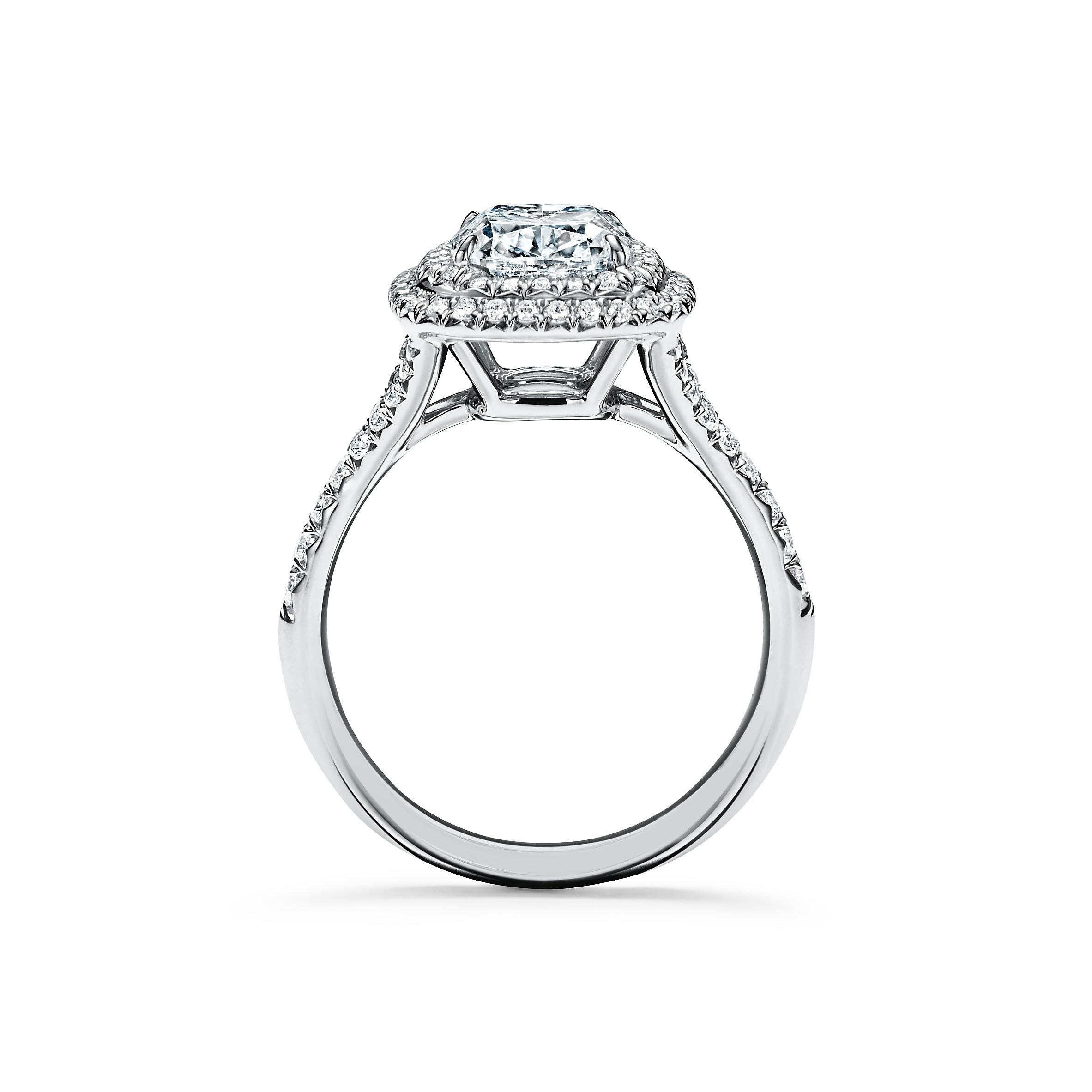 Tiffany Soleste Cushion-cut Double Halo Engagement Ring with a Diamond Platinum Band