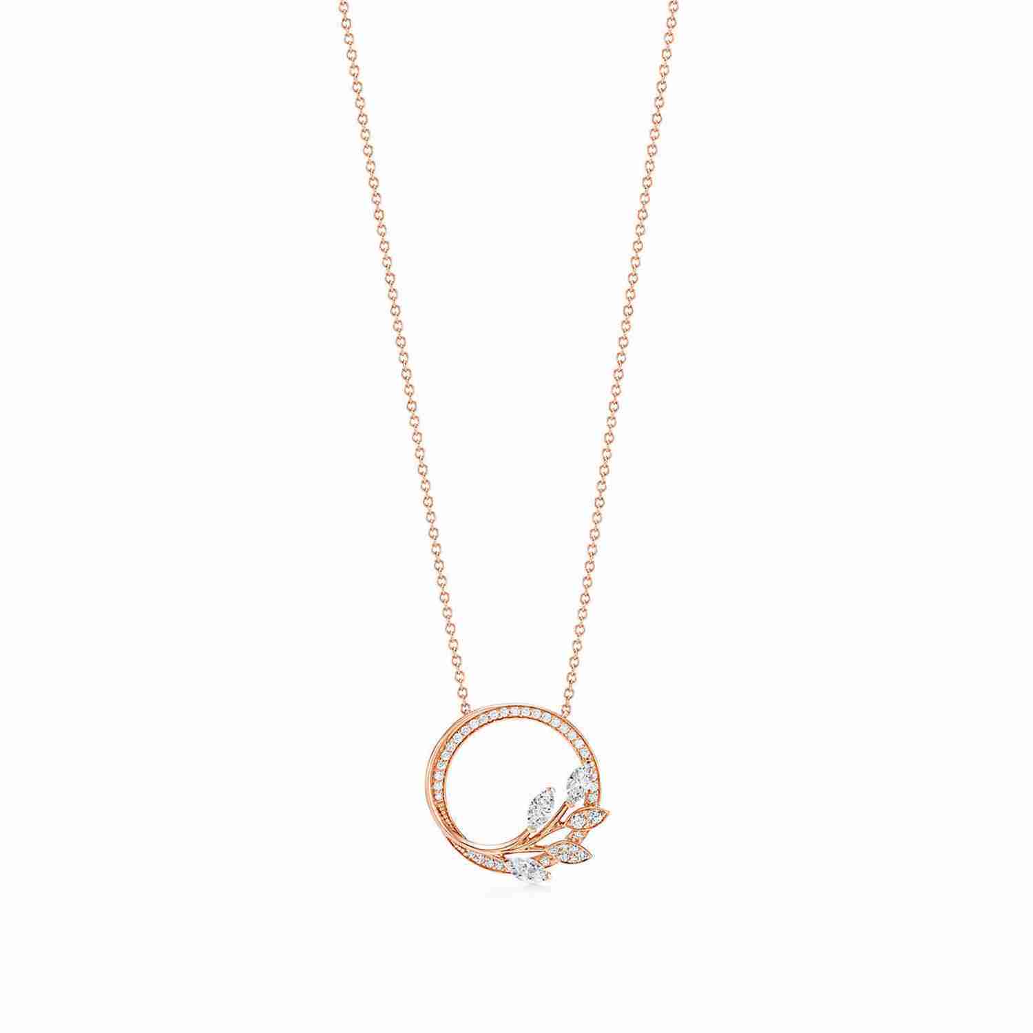 Tiffany Victoria™ : Diamond Vine Circle Pendant in 18k Rose Gold