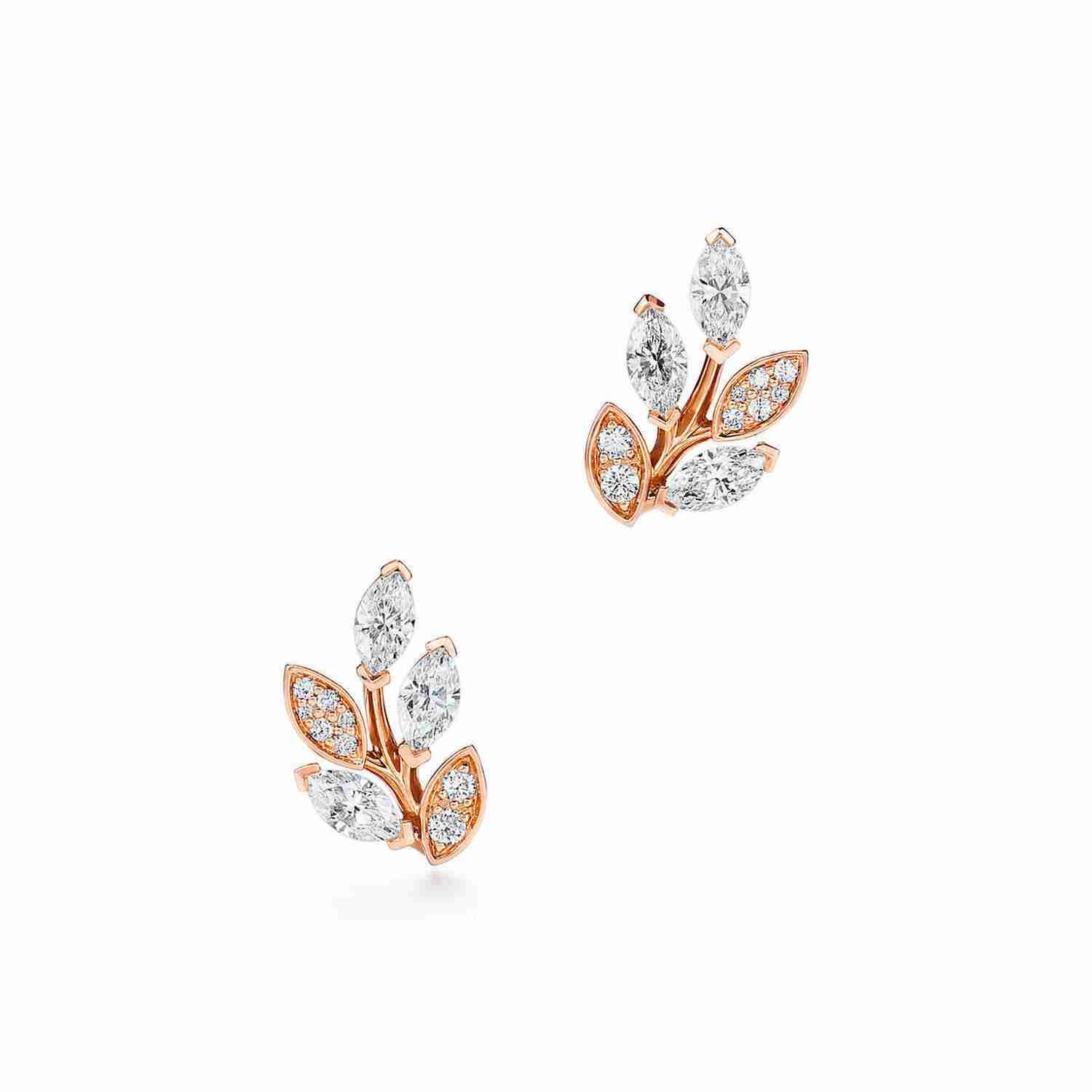 Tiffany Victoria™ : Diamond Branch Earrings in 18k Rose Gold