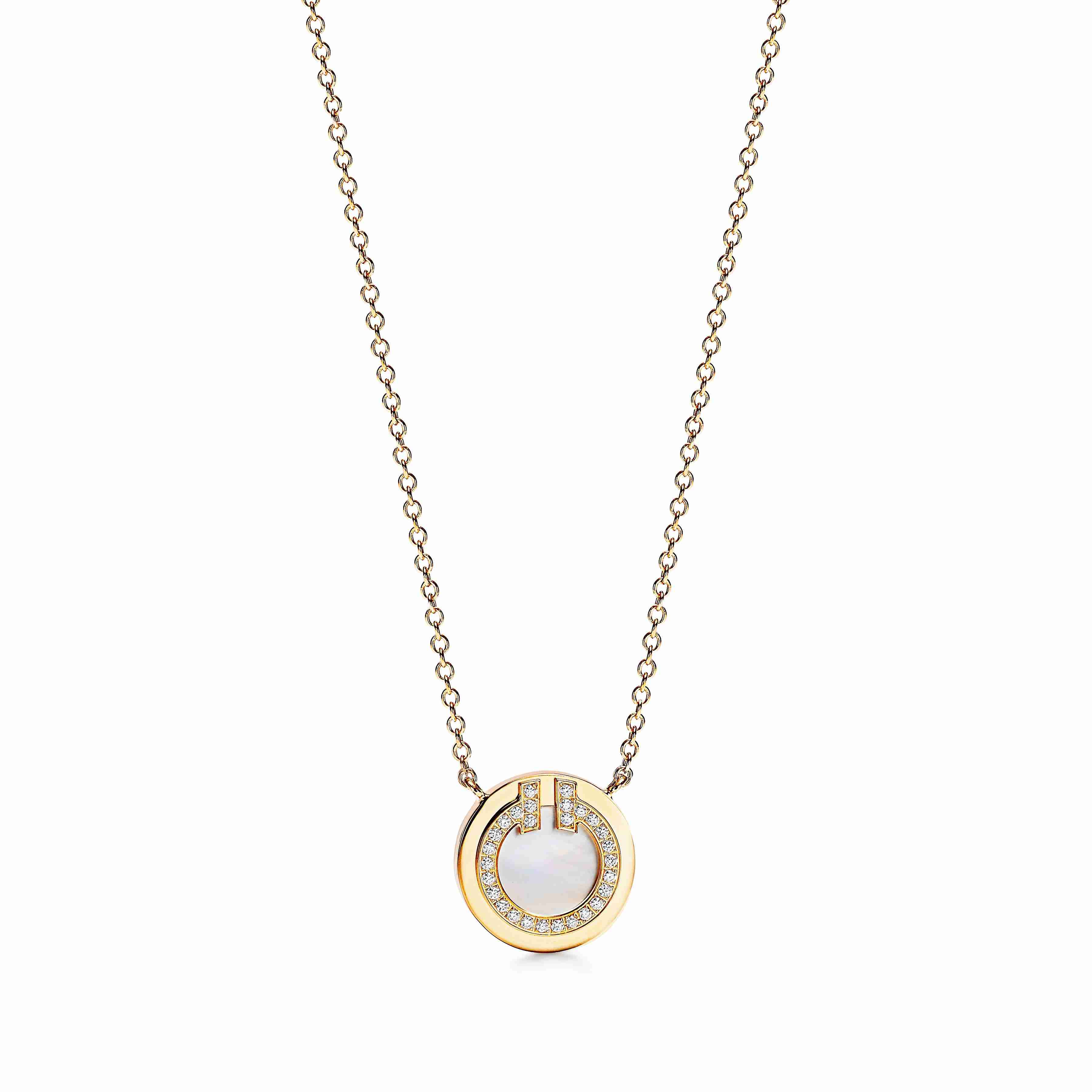 Tiffany T : Diamond and Mother-of-pearl Circle Pendant