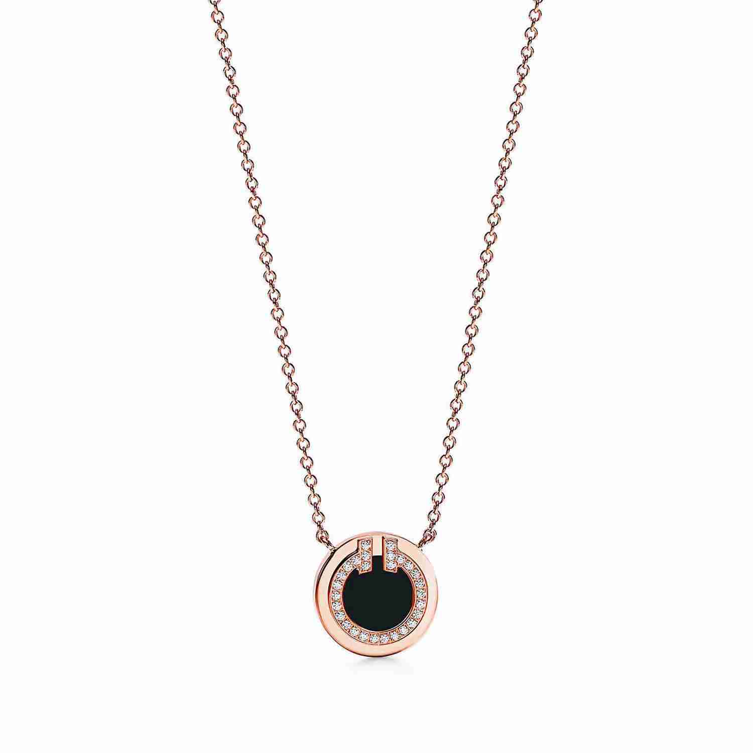 Tiffany T : Diamond and Black Onyx Circle Pendant