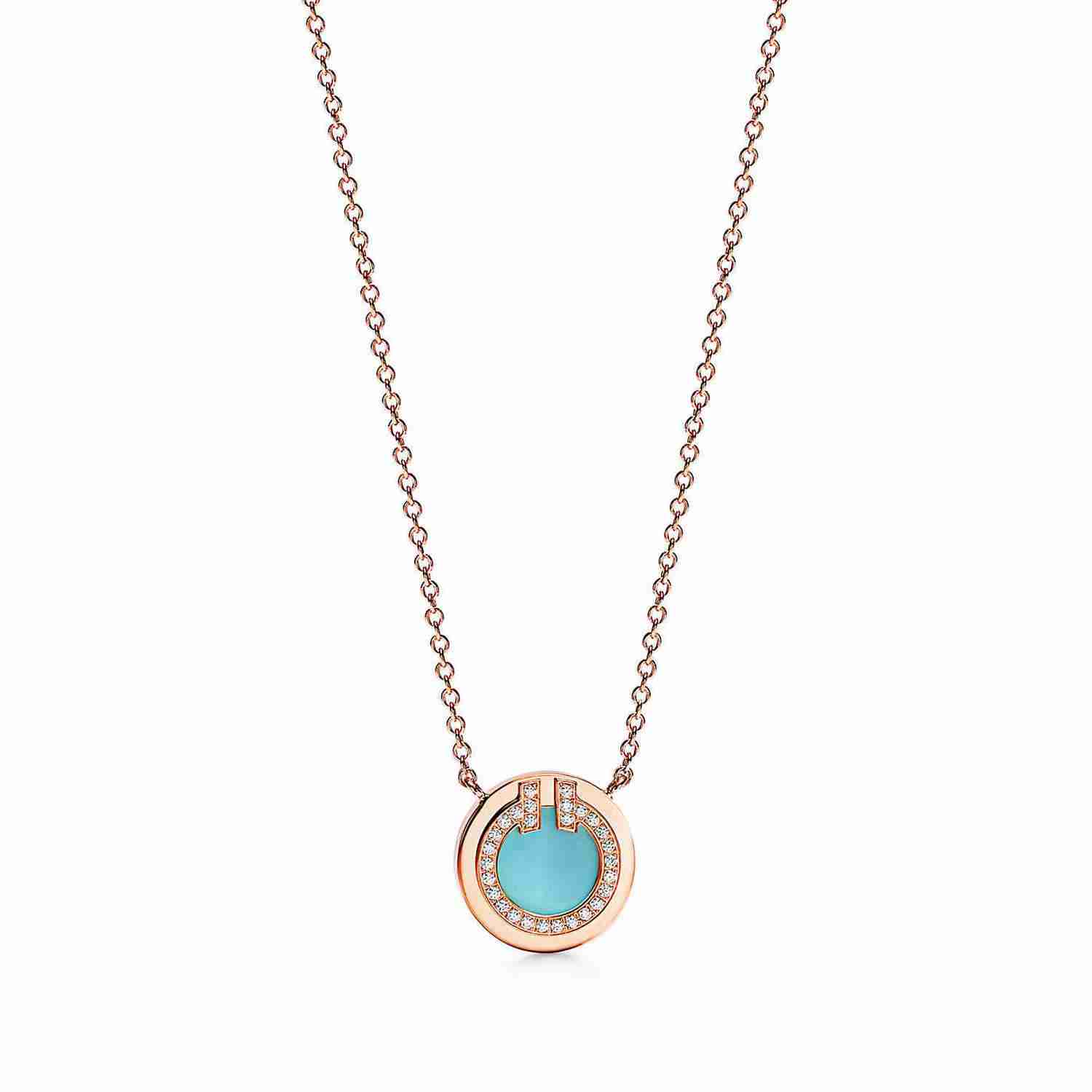Tiffany T : Diamond and Turquoise Circle Pendant