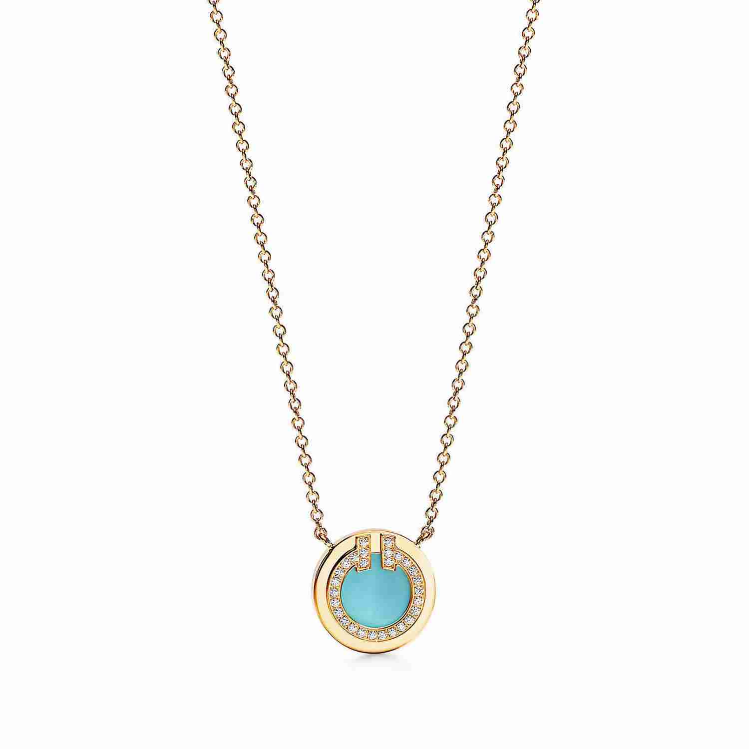 Tiffany T : Diamond and Turquoise Circle Pendant
