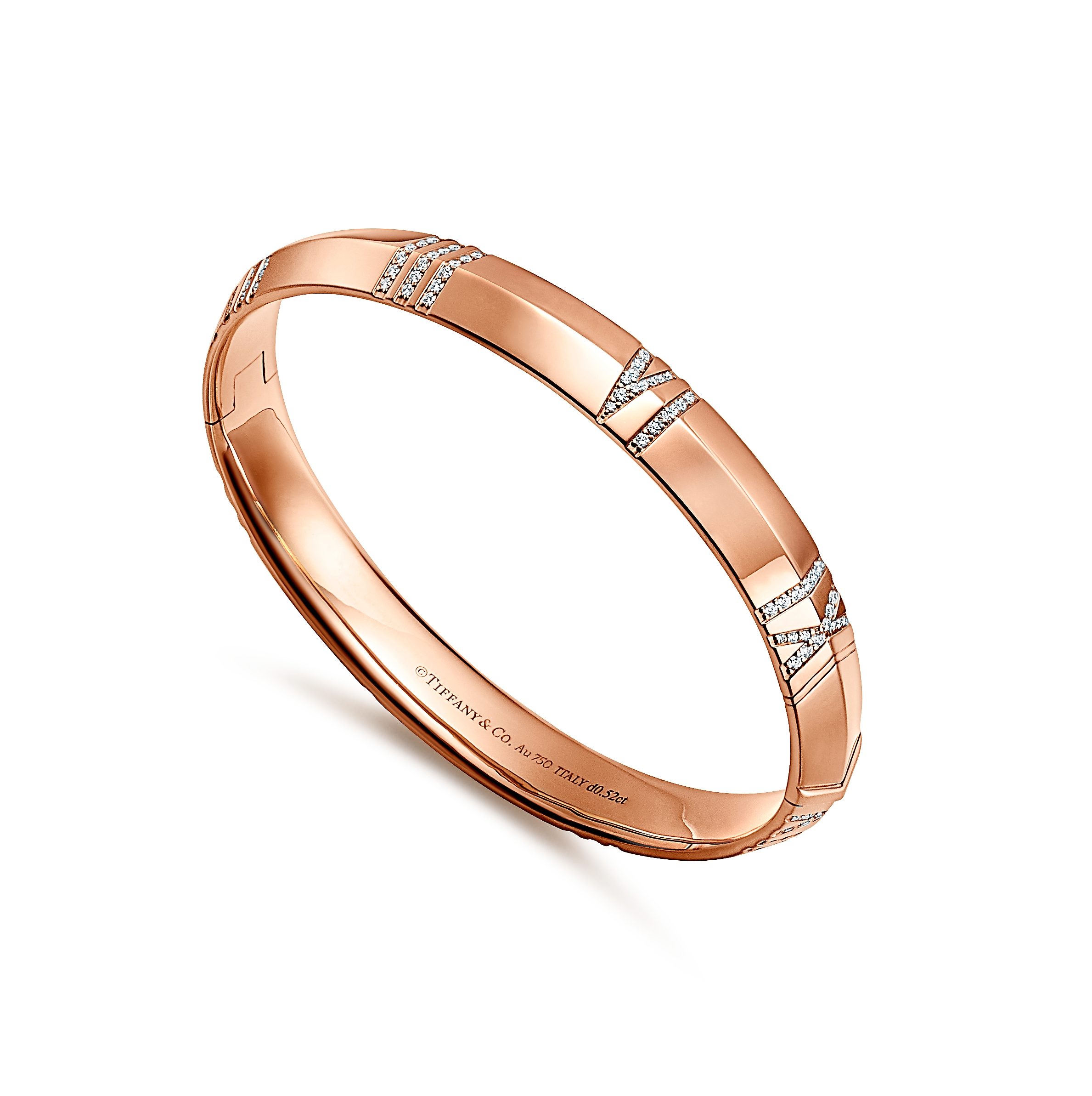 Atlas®:X Closed Wide Hinged Bangle
in Rose Gold with Diamonds