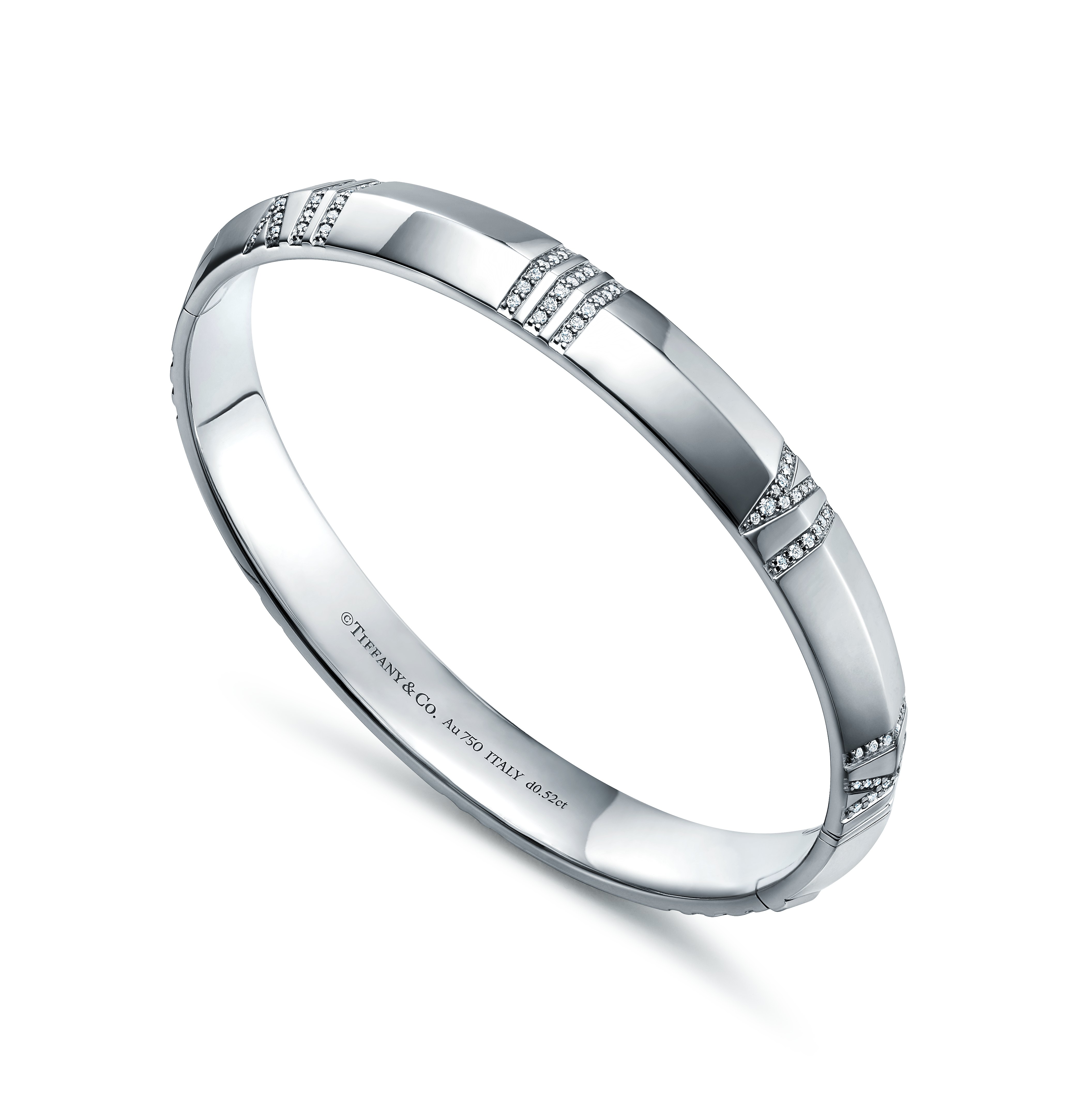 Atlas®:X Closed Wide Hinged Bangle
in White Gold with Diamonds