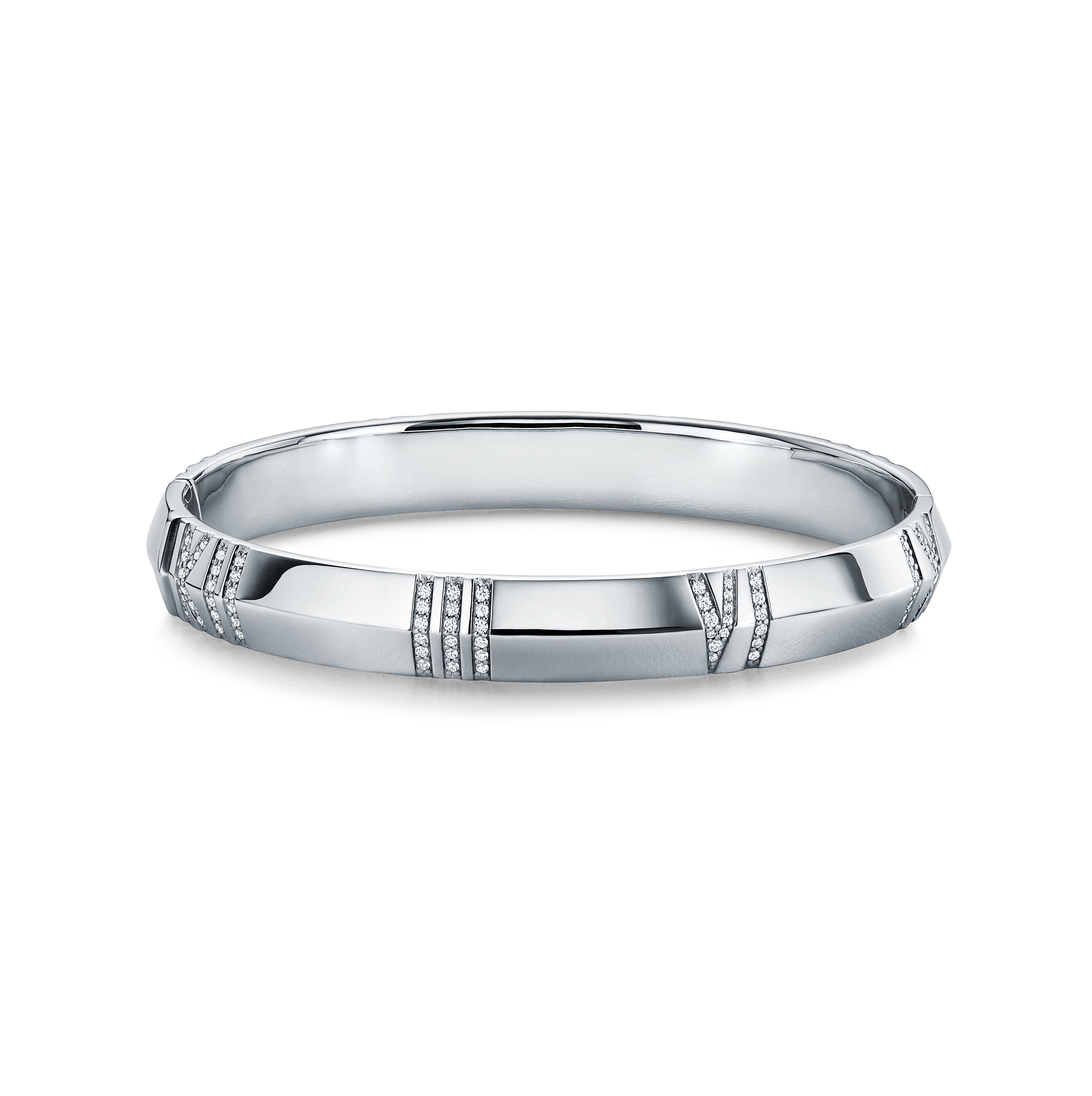 Atlas®:X Closed Wide Hinged Bangle
in White Gold with Diamonds