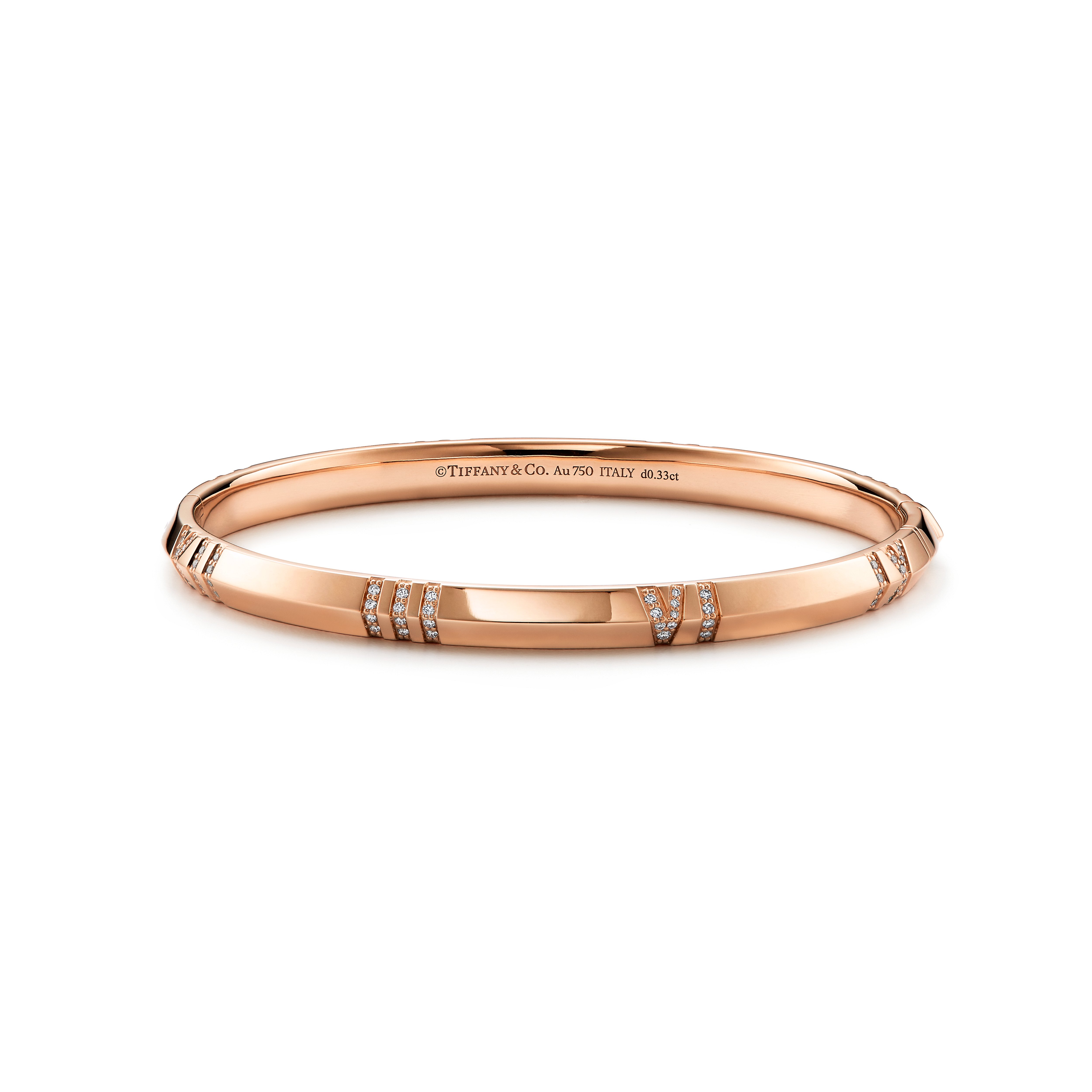 Atlas®:X Closed Narrow Hinged Bangle
in Rose Gold with Diamonds