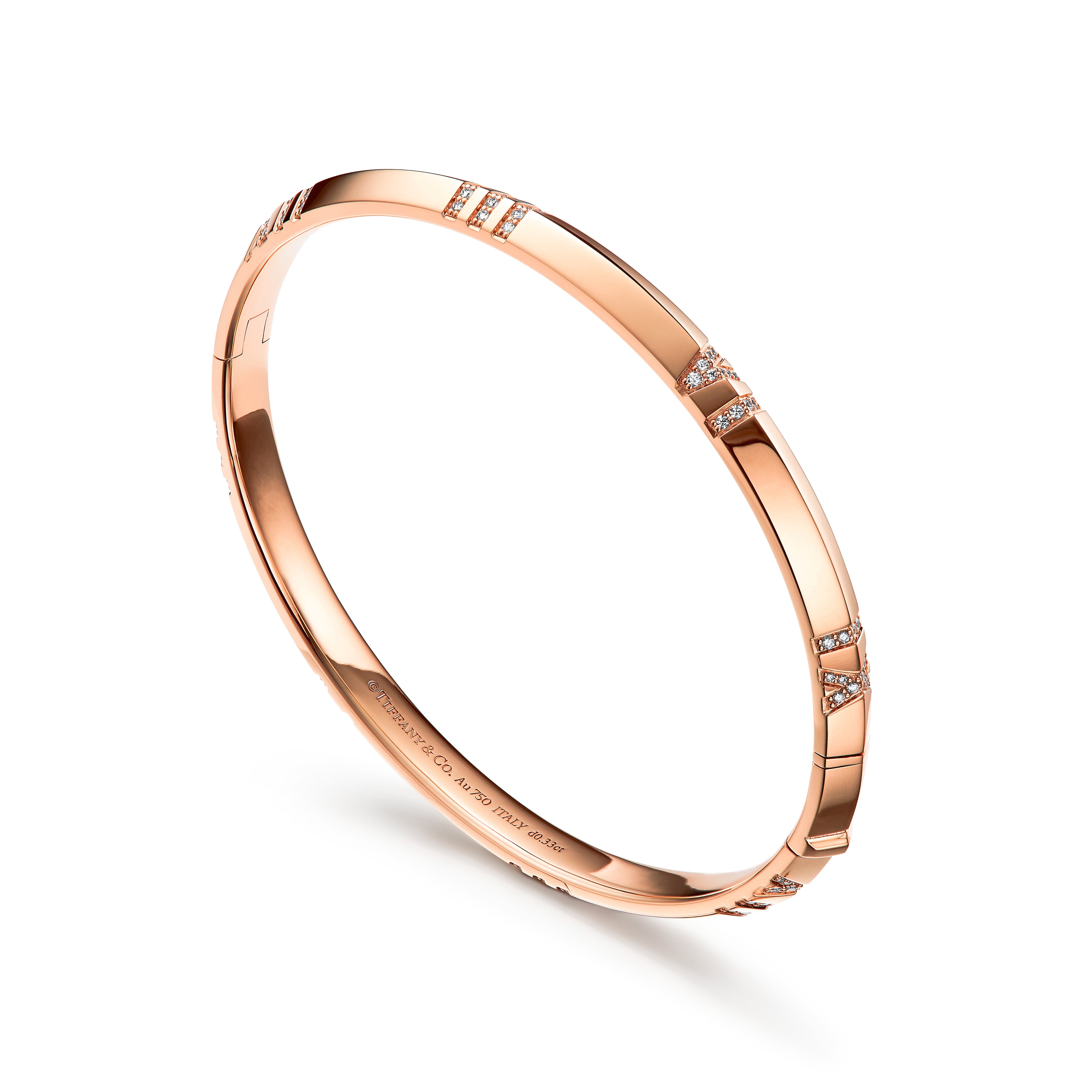 Atlas®:X Closed Narrow Hinged Bangle
in Rose Gold with Diamonds