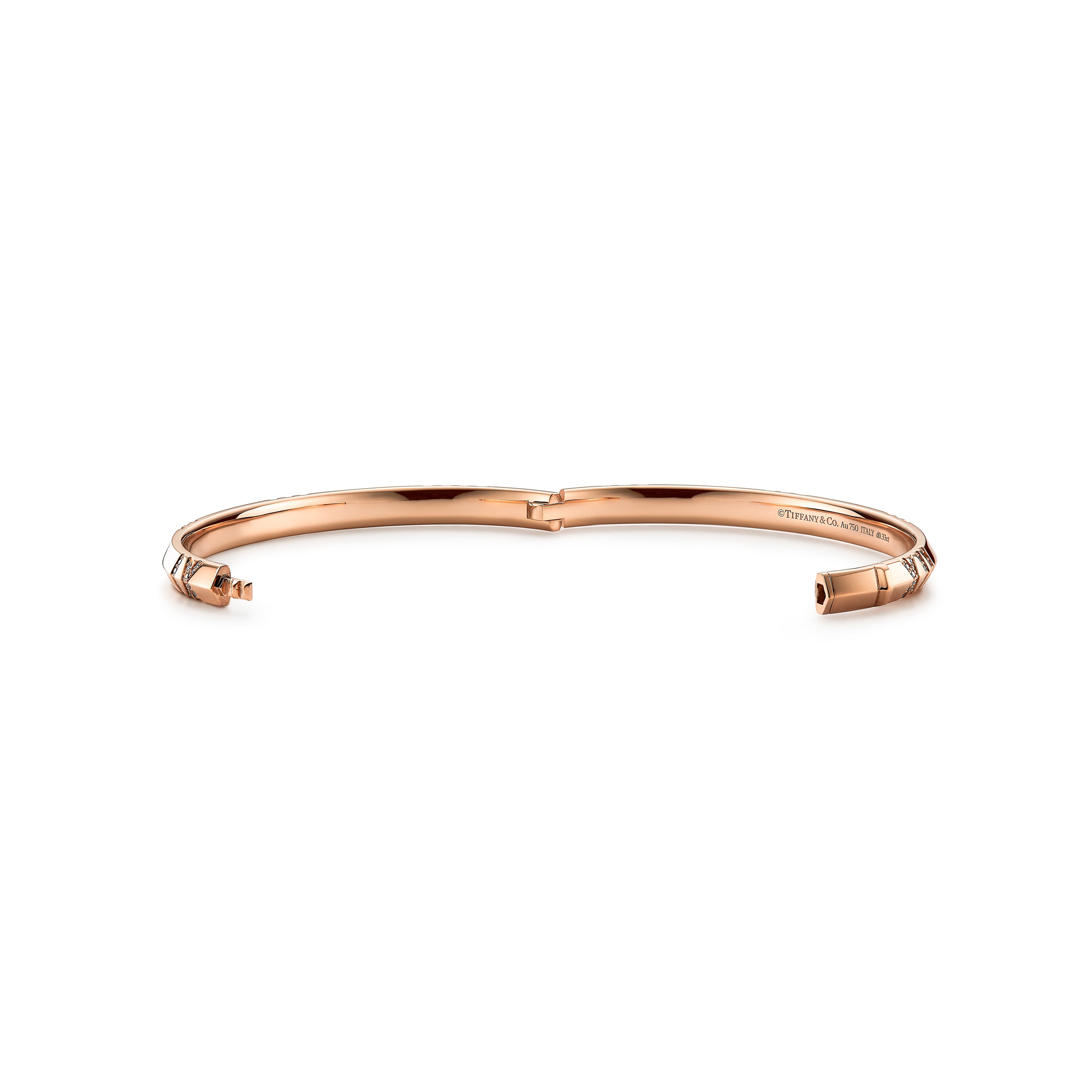 Atlas®:X Closed Narrow Hinged Bangle
in Rose Gold with Diamonds