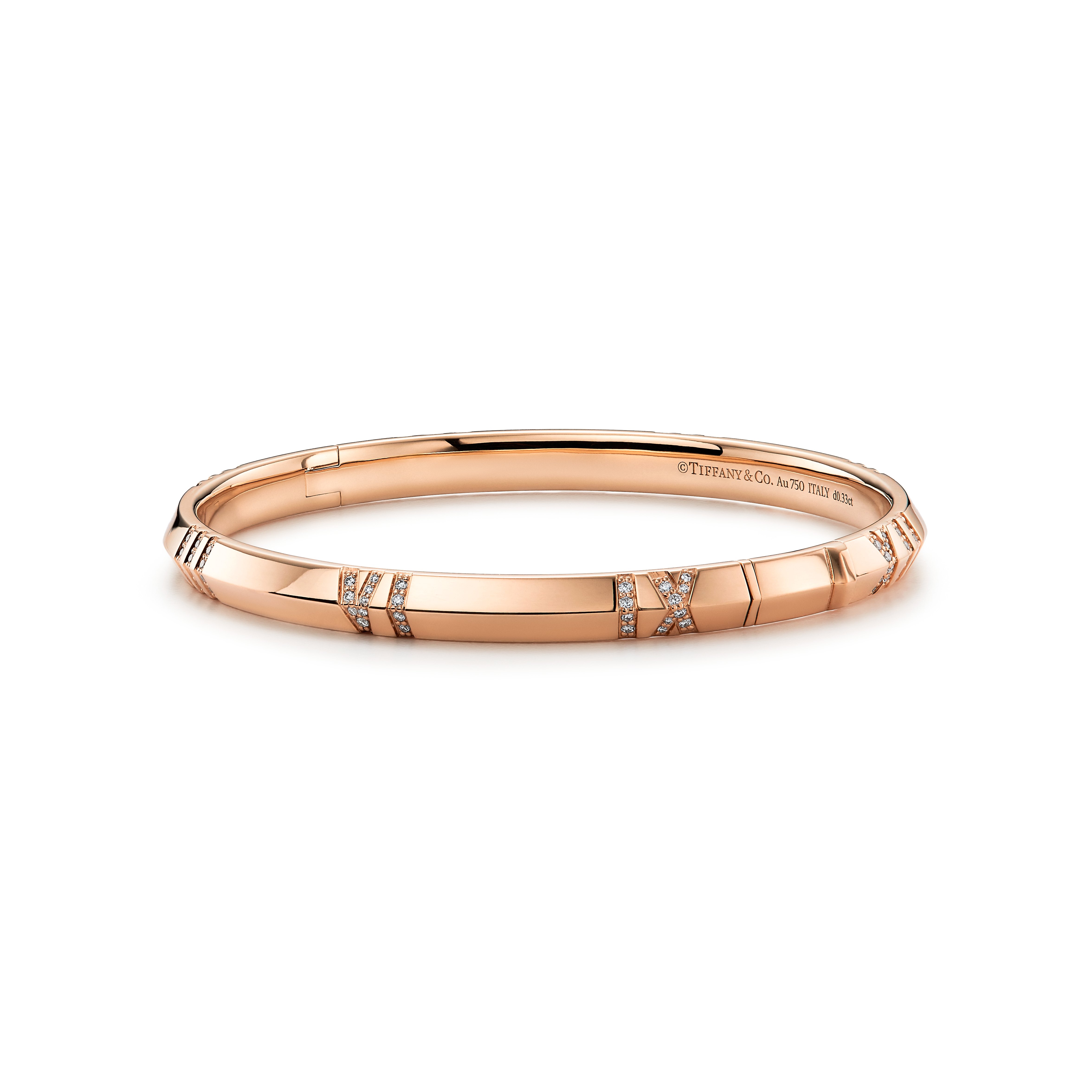 Atlas®:X Closed Narrow Hinged Bangle
in Rose Gold with Diamonds