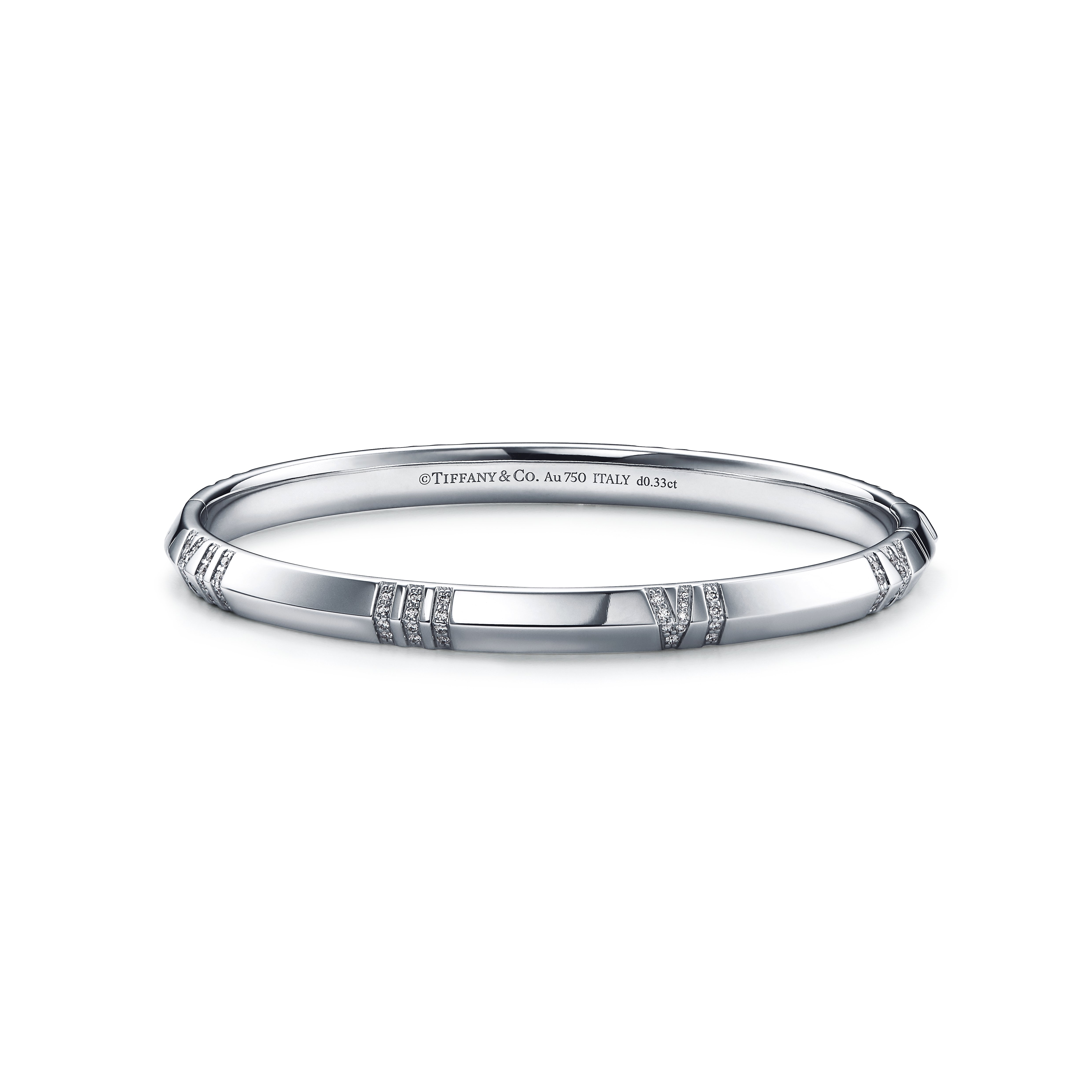 Atlas®:X Closed Narrow Hinged Bangle
in White Gold with Diamonds