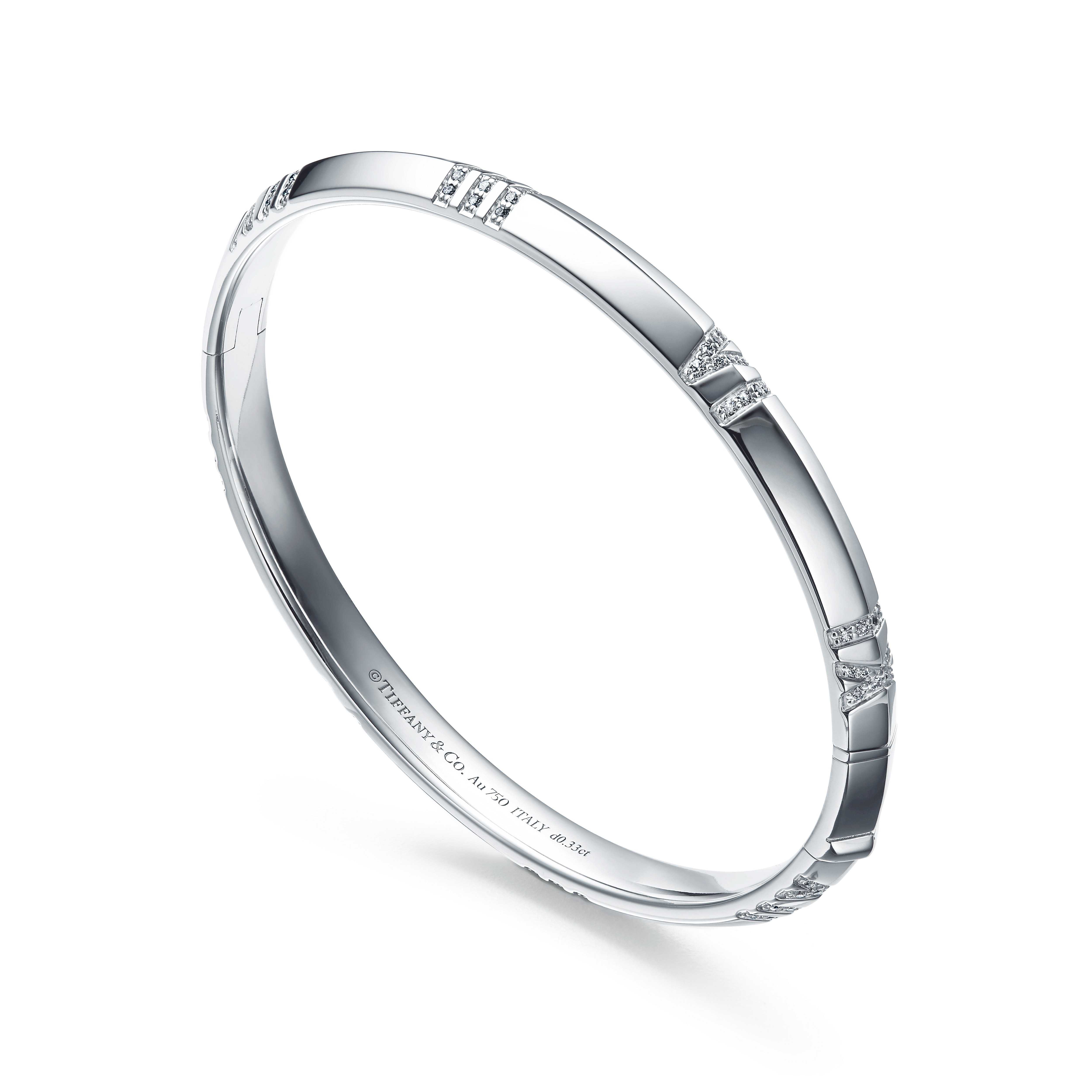 Atlas®:X Closed Narrow Hinged Bangle
in White Gold with Diamonds