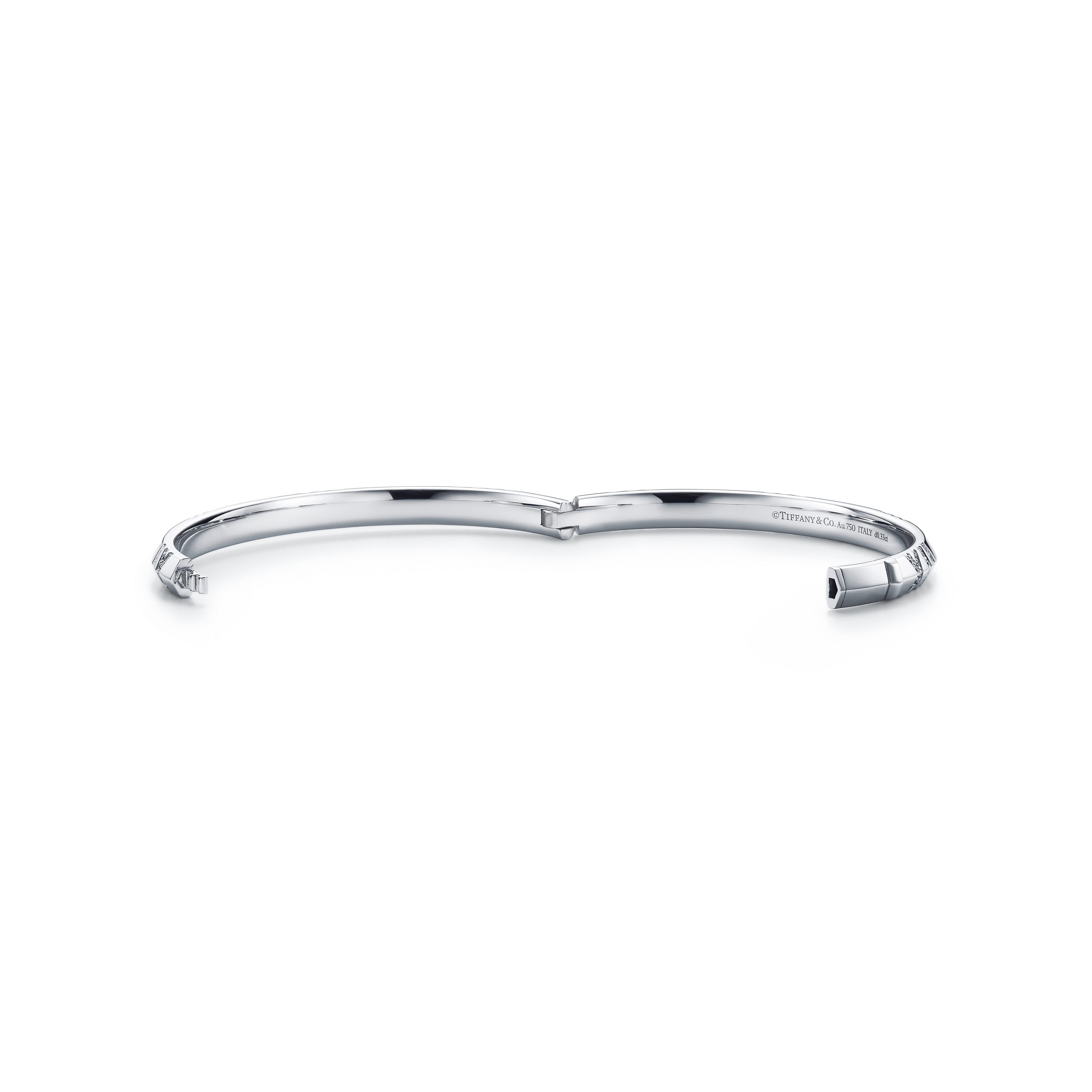 Atlas®:X Closed Narrow Hinged Bangle
in White Gold with Diamonds