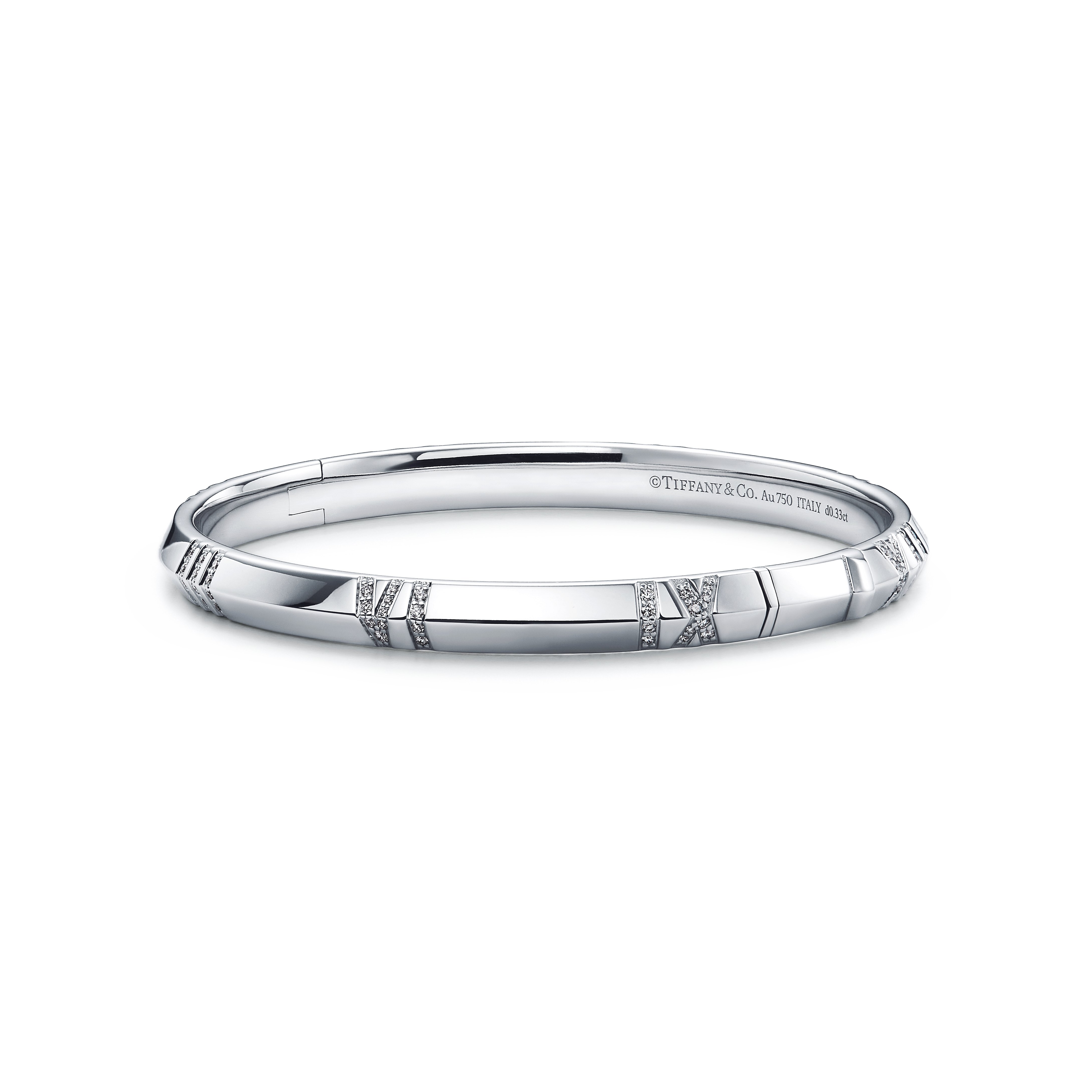 Atlas®:X Closed Narrow Hinged Bangle
in White Gold with Diamonds