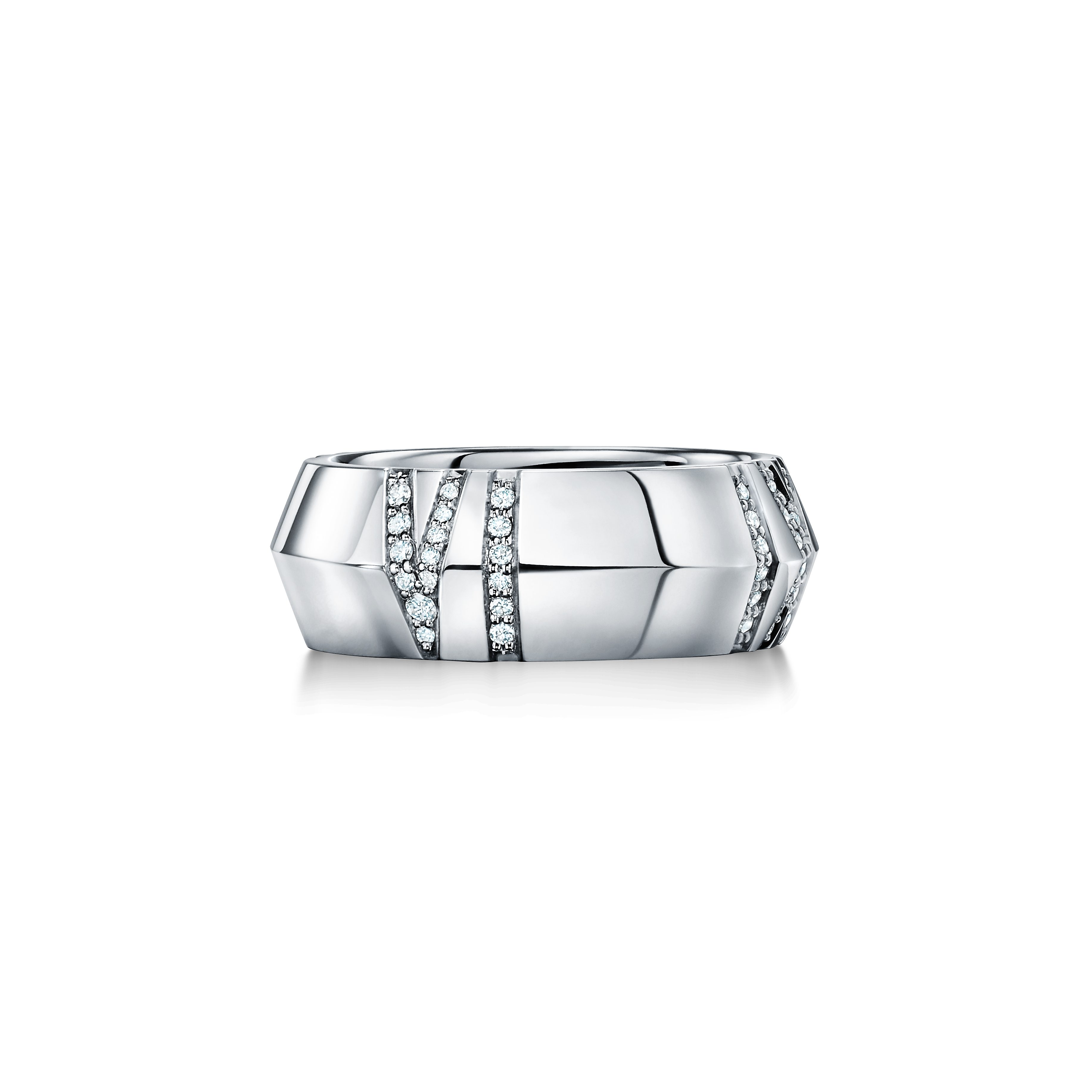 Atlas®:X Closed Wide Ring
in White Gold with Diamonds, 7.5 mm Wide