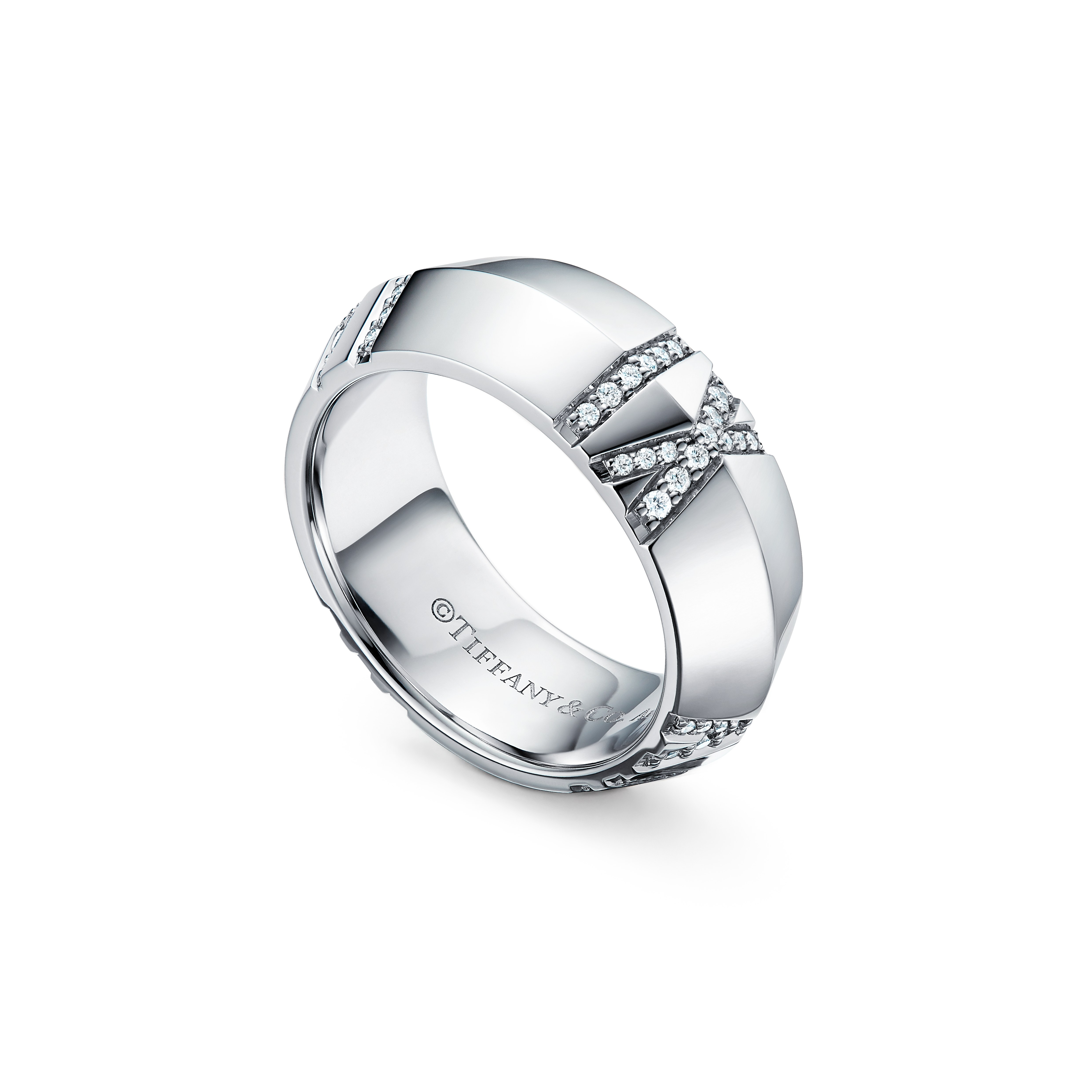 Atlas®:X Closed Wide Ring
in White Gold with Diamonds, 7.5 mm Wide