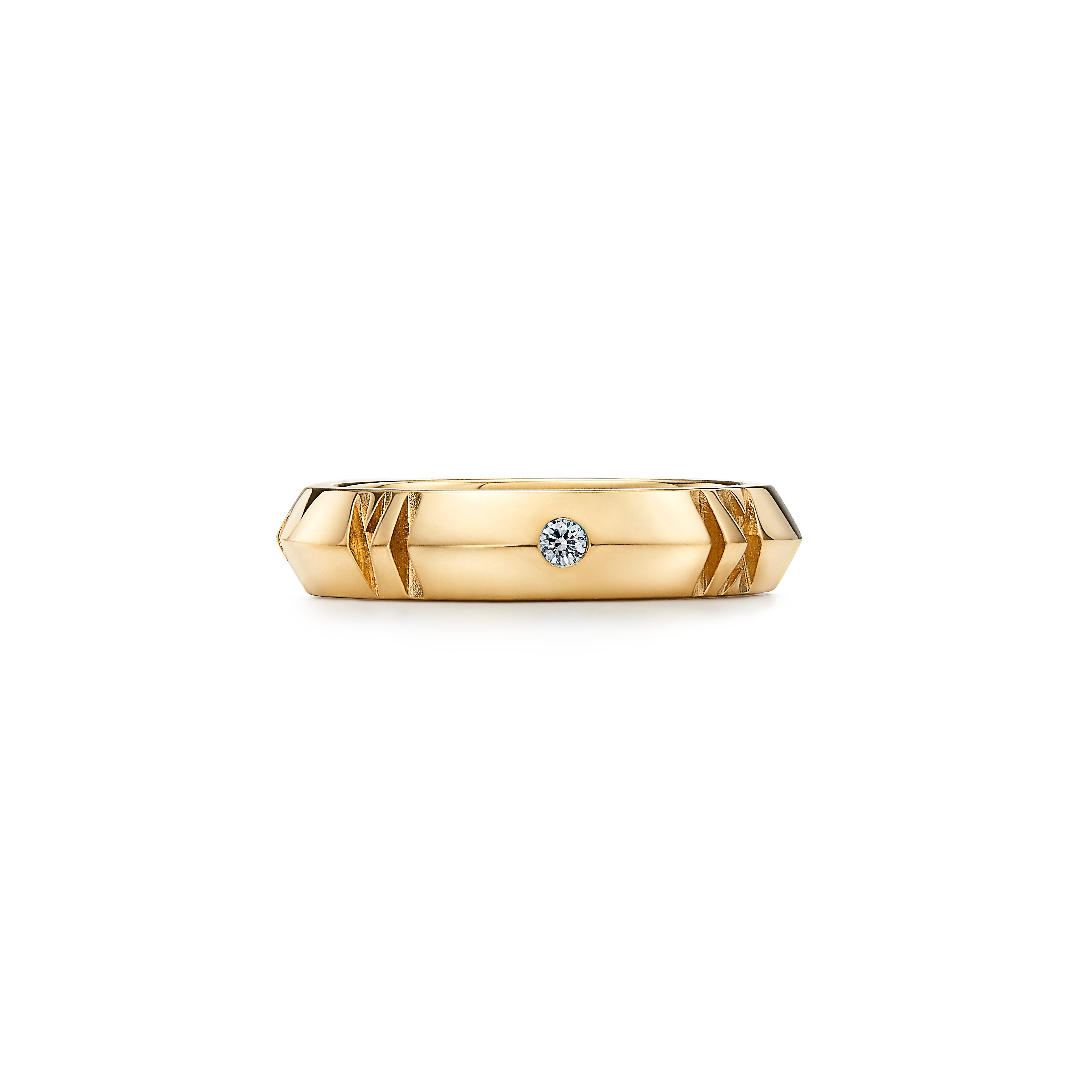 Atlas®:X Closed Narrow Ring_x000D_
in Yellow Gold with Diamonds, 4.5 mm Wide