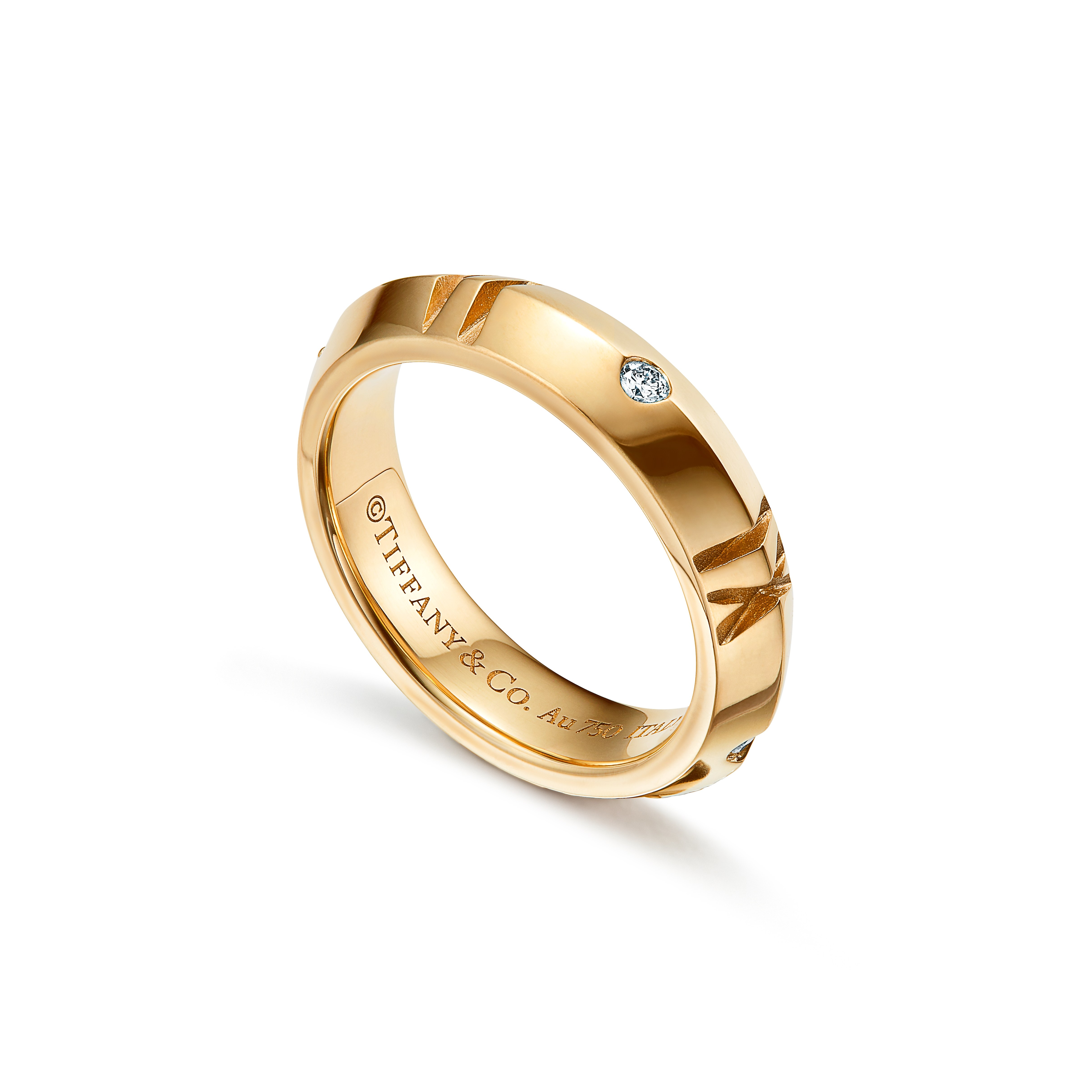 Atlas®:X Closed Narrow Ring_x000D_
in Yellow Gold with Diamonds, 4.5 mm Wide