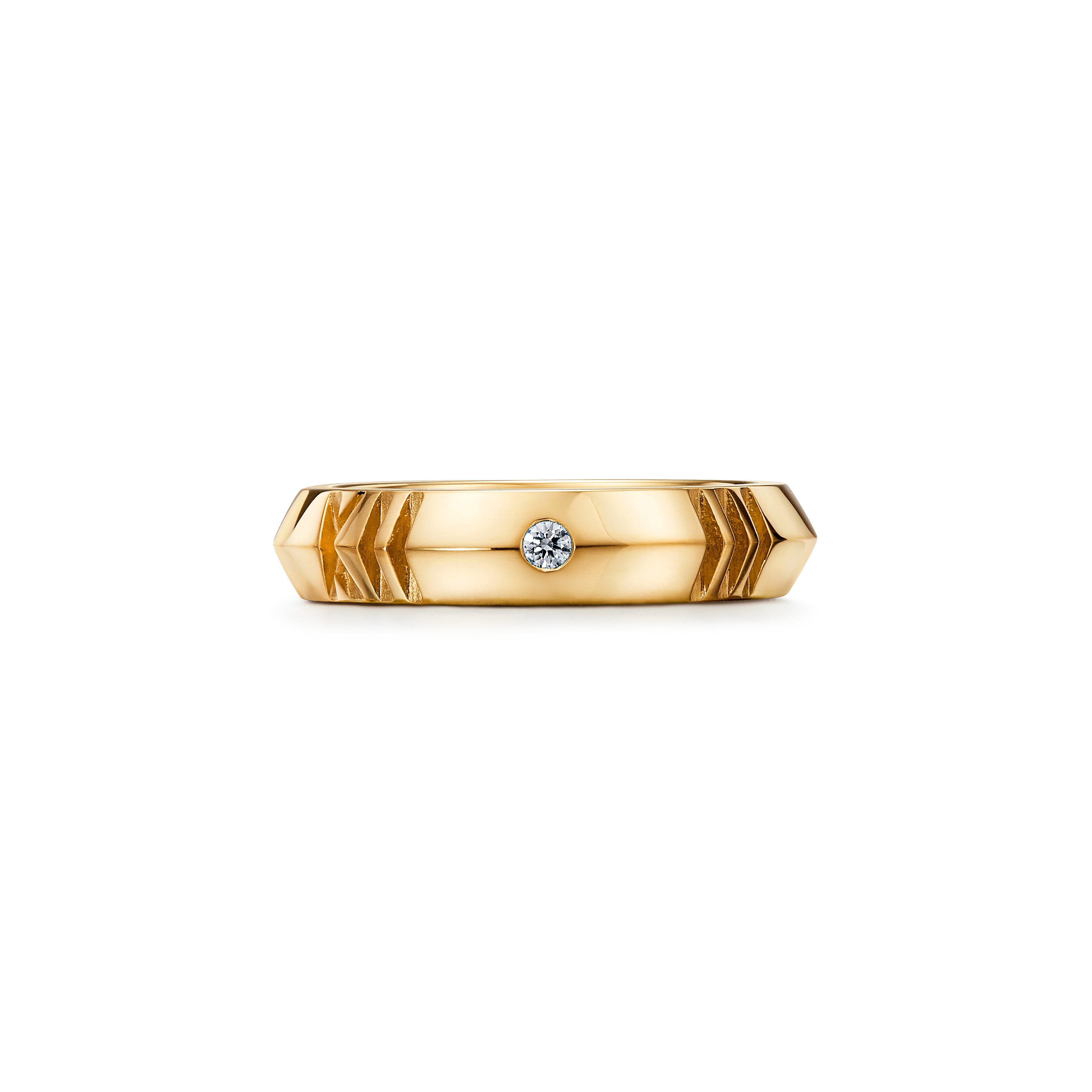 Atlas®:X Closed Narrow Ring_x000D_
in Yellow Gold with Diamonds, 4.5 mm Wide