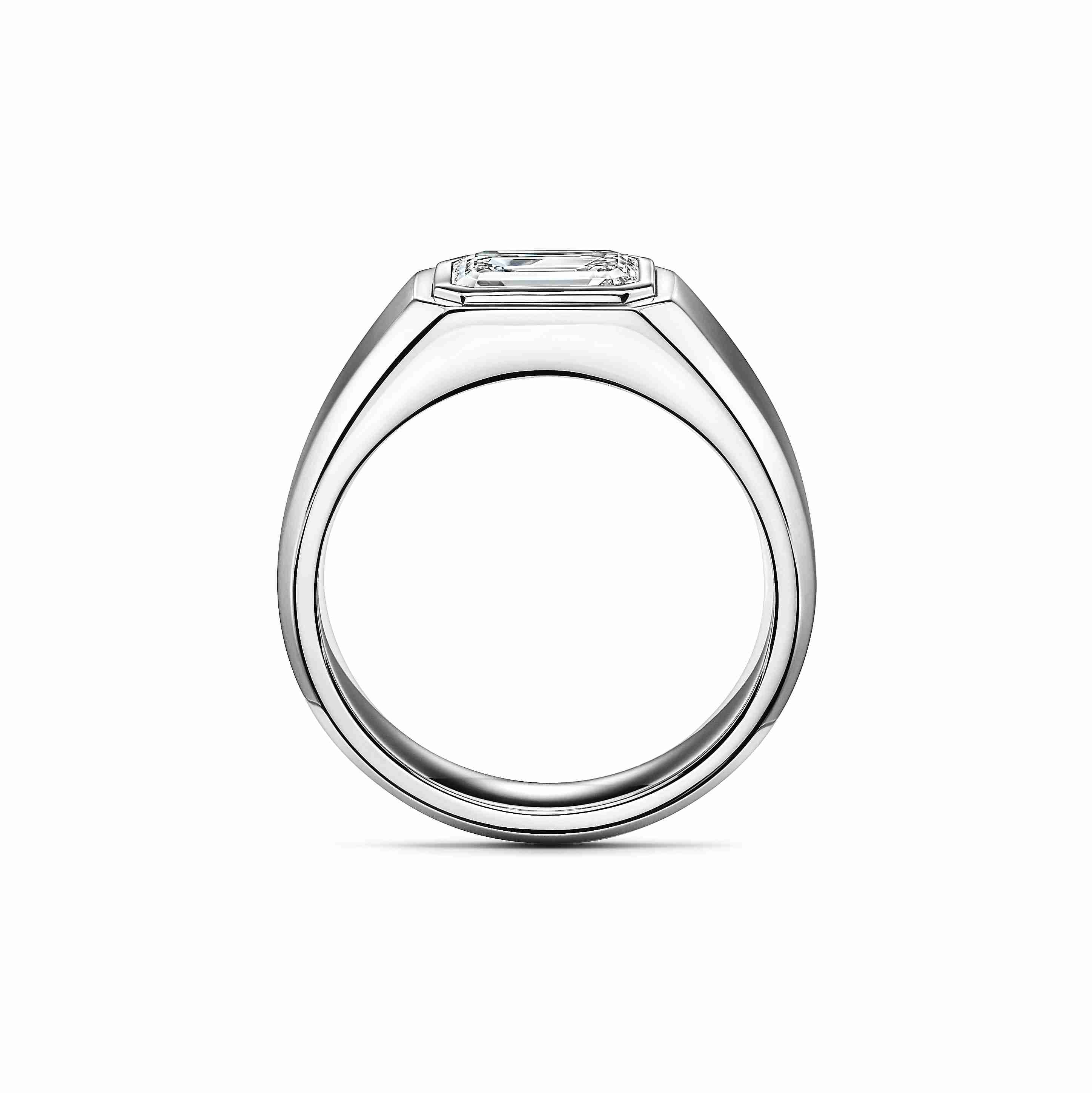 The Charles Tiffany Setting:Men's Engagement Ring:in Platinum with an Emerald-cut Diamond