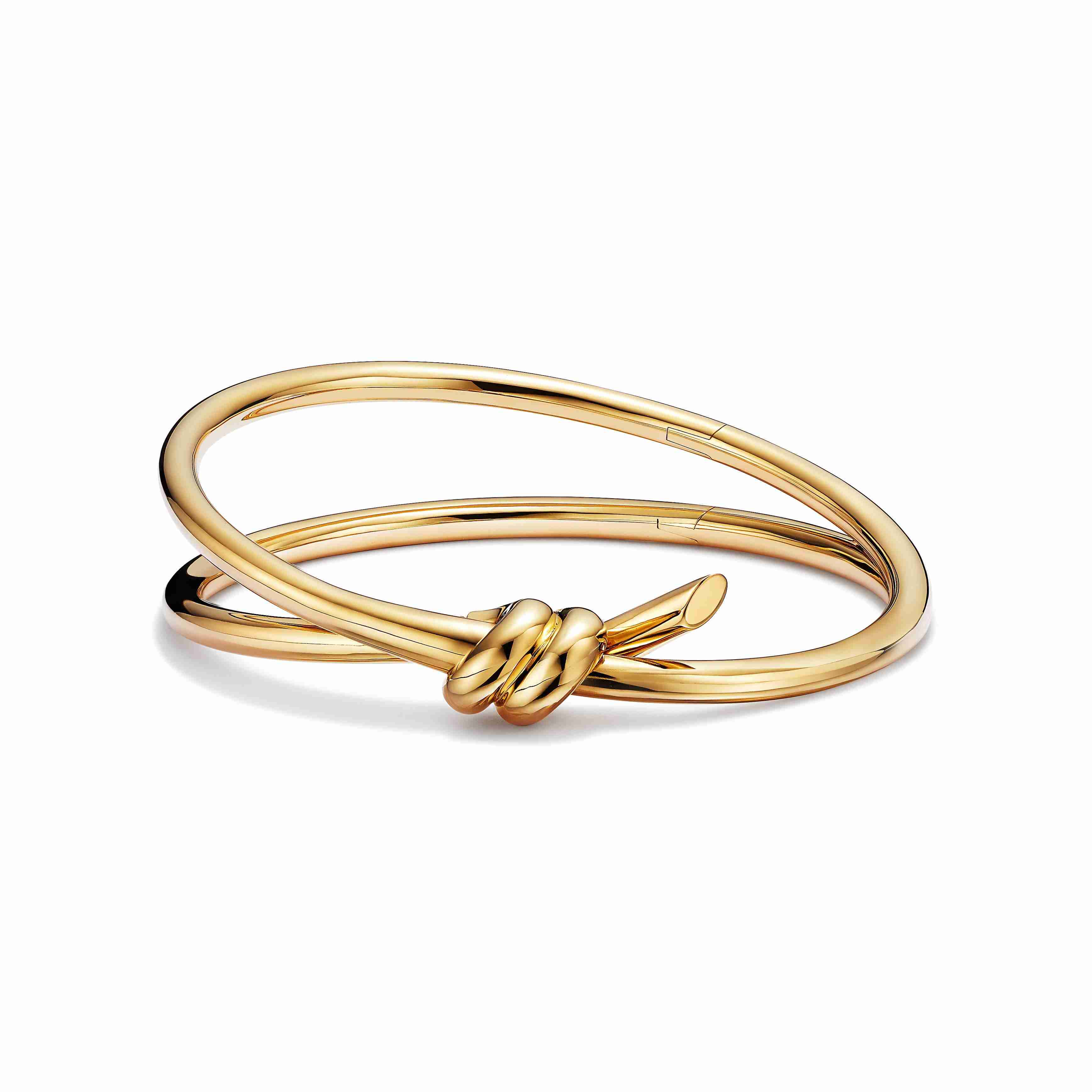 Tiffany Knot : Double Row Hinged Bangle in Yellow Gold