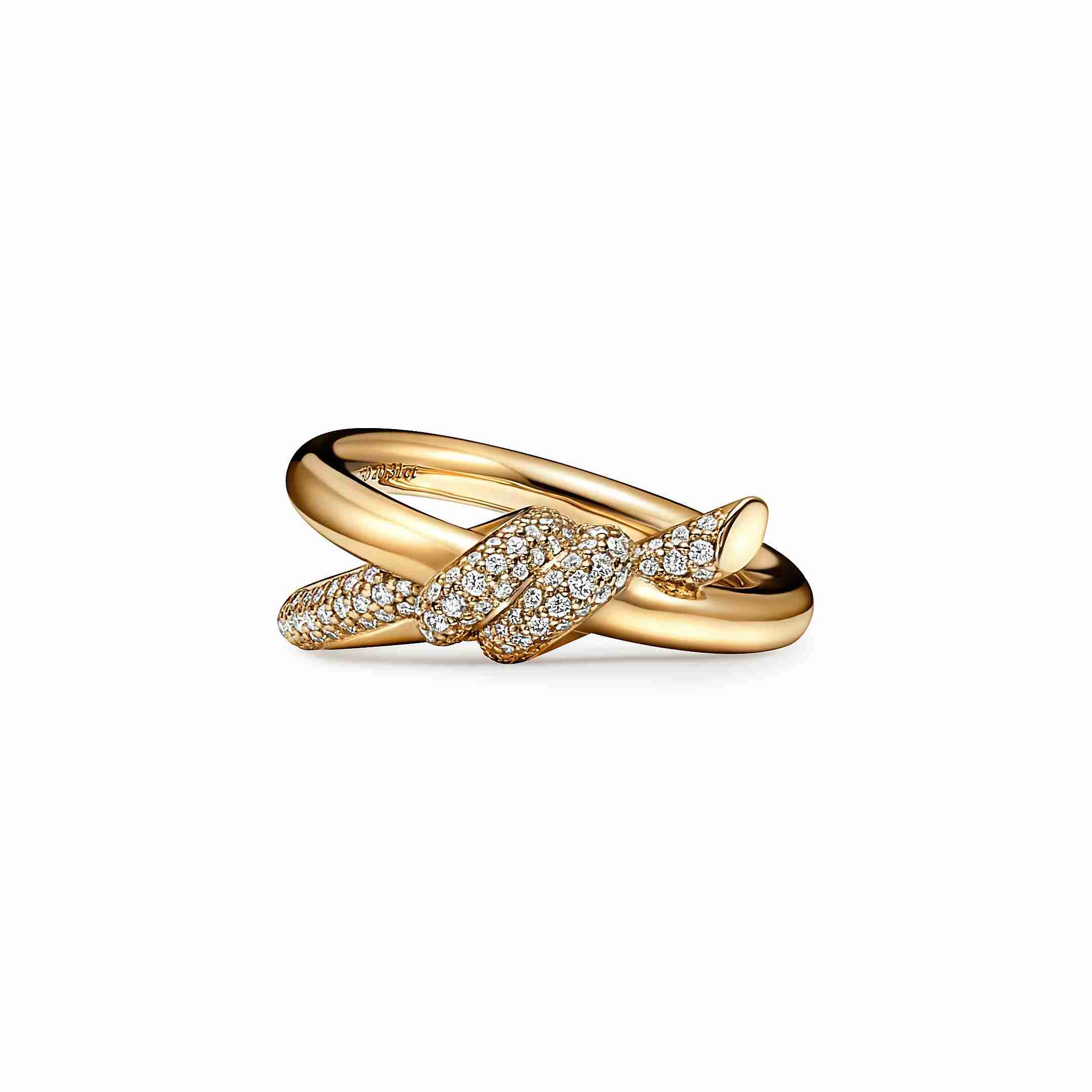 Tiffany Knot : Double Row Ring in Yellow Gold with Diamonds