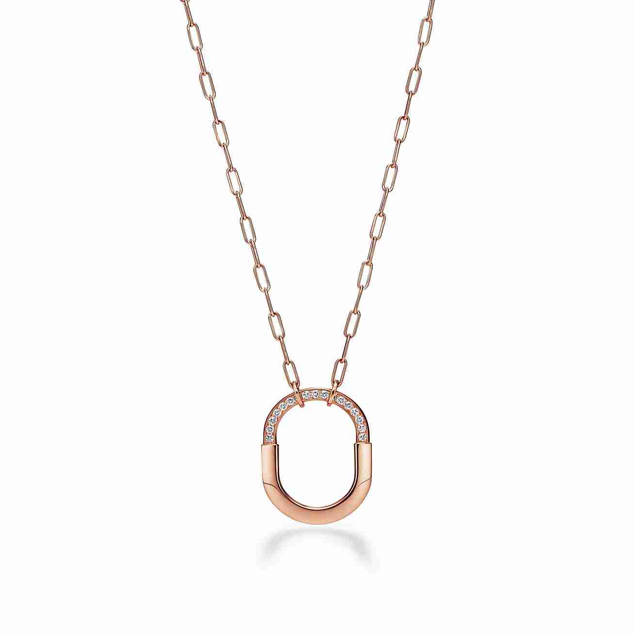 Tiffany Lock : Pendant in Rose Gold with Diamonds, Medium