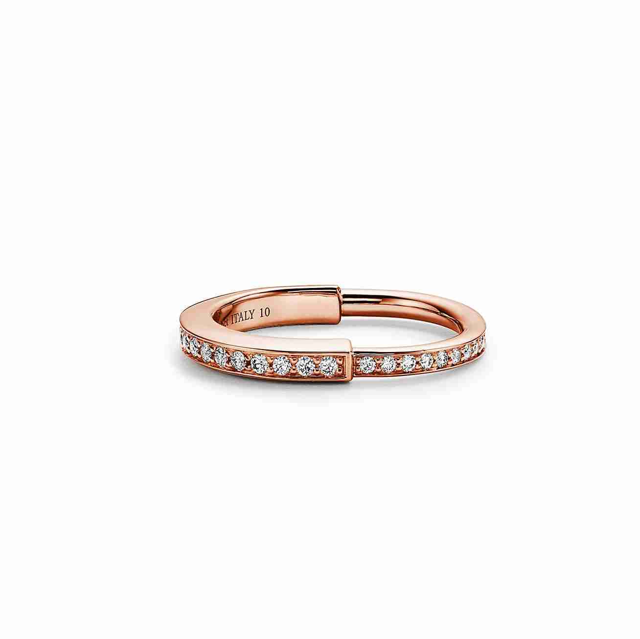 Tiffany Lock : Ring in Rose Gold with Pavé Diamonds