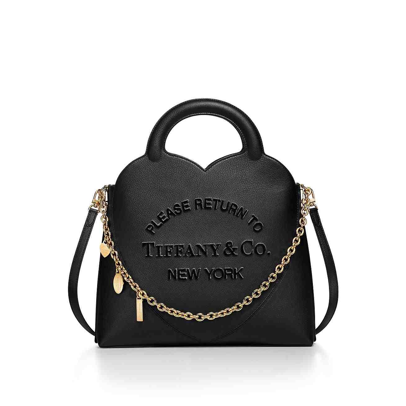 Return to Tiffany :  Small Charm Tote Bag in Black Leather
