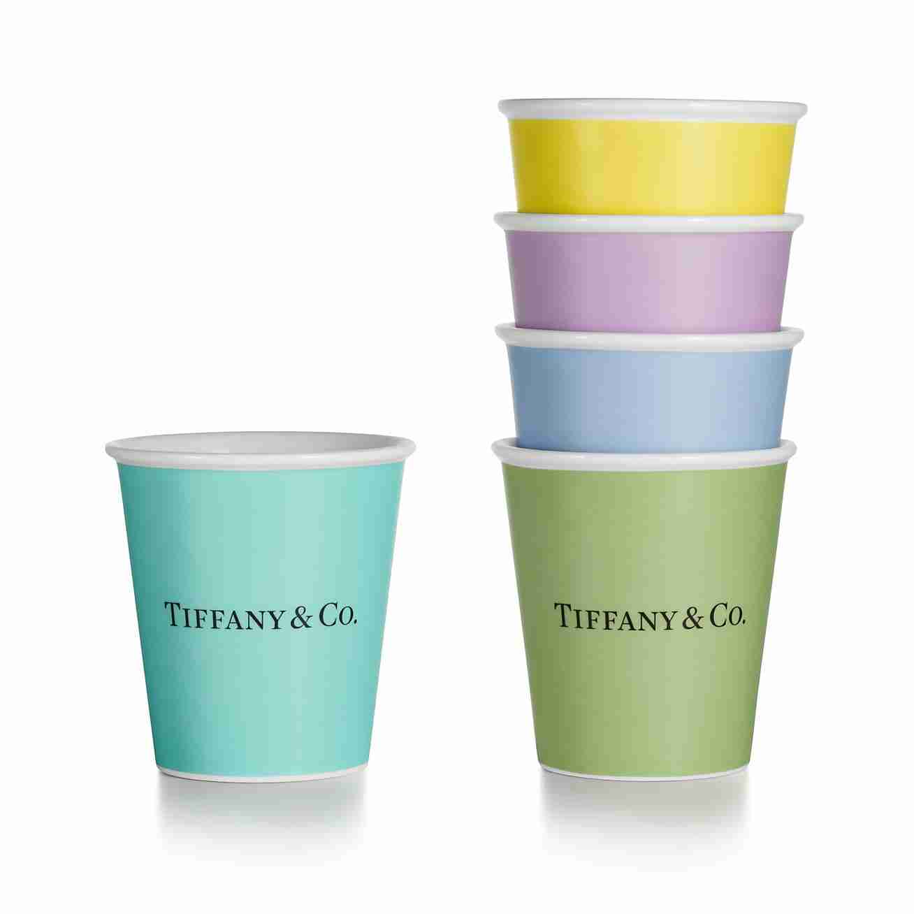 Tiffany Cups :  Tiffany Coffee Cups in Bone China, Set of Five