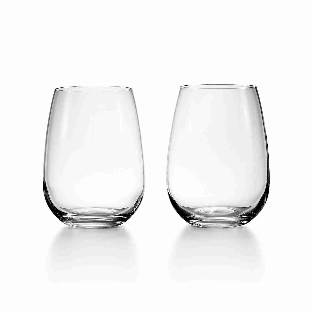 Tiffany Home Essentials :  Stemless White Wine Glasses in Crystal Glass, Set of Two