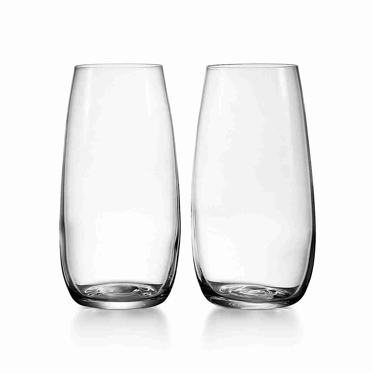 Tiffany Home Essentials :  Stemless Champagne Flutes in Crystal Glass, Set of Two