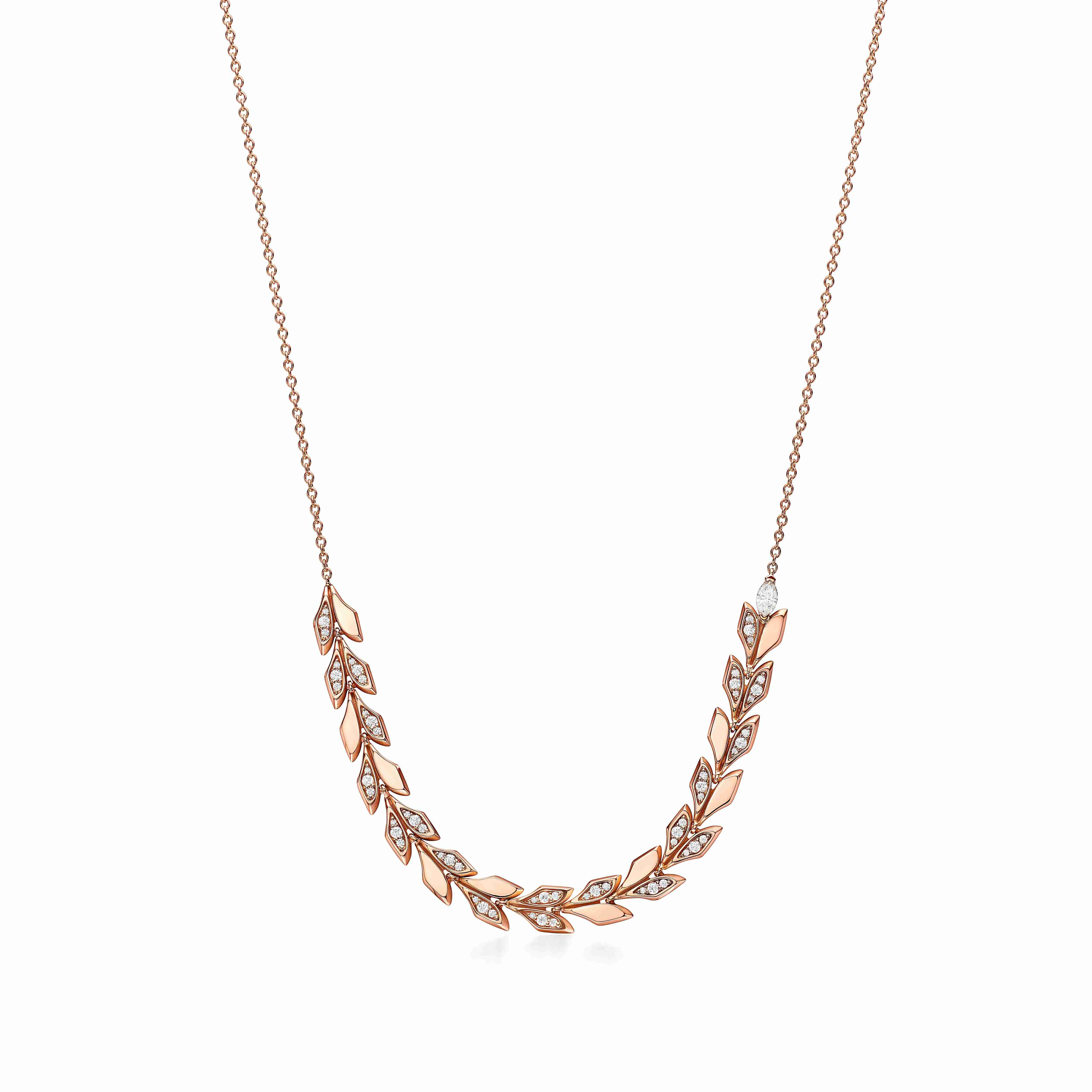 Tiffany Victoria® : Vine East West Pendant in Rose Gold with Diamonds