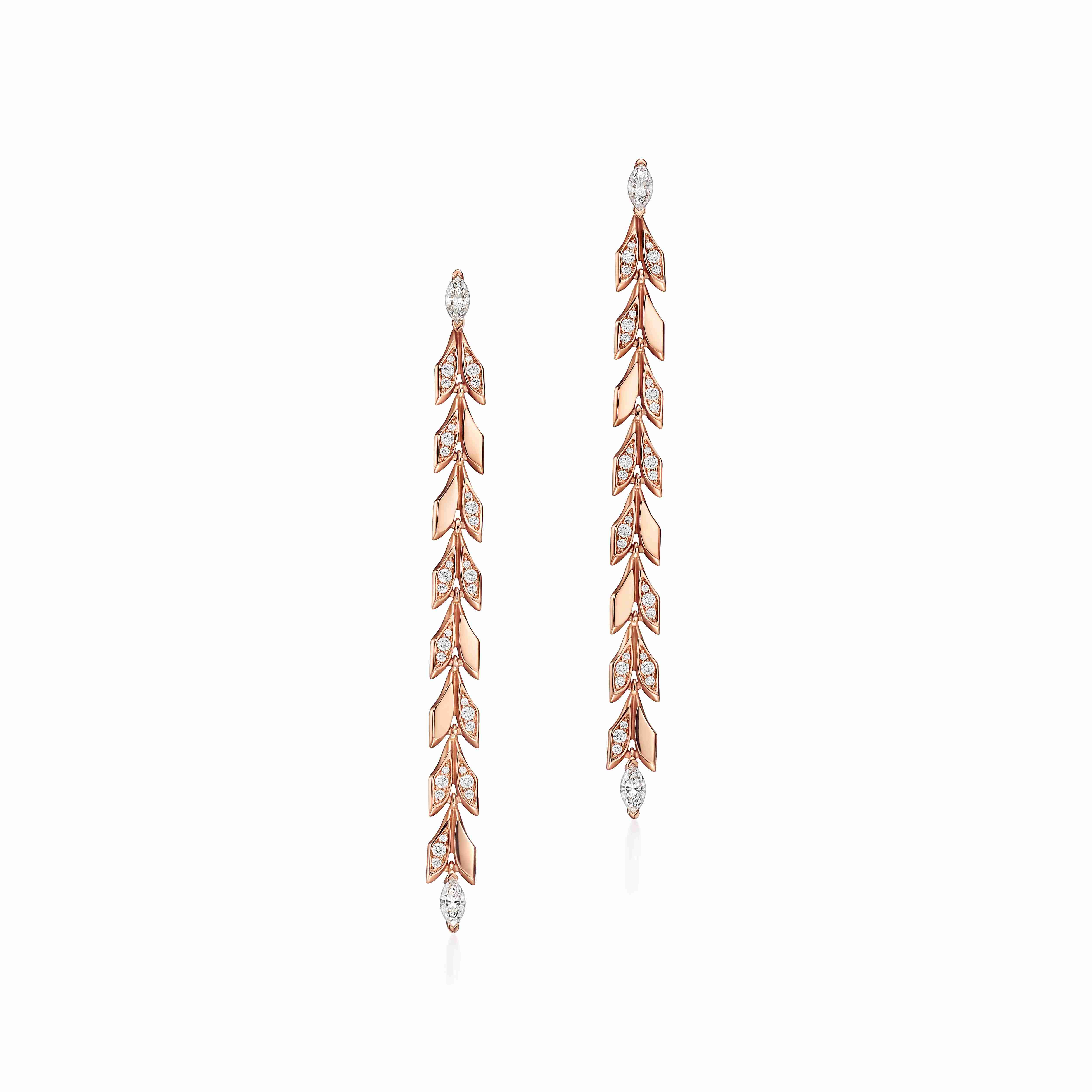 Tiffany Victoria® : Vine Drop Earrings in Rose Gold with Diamonds