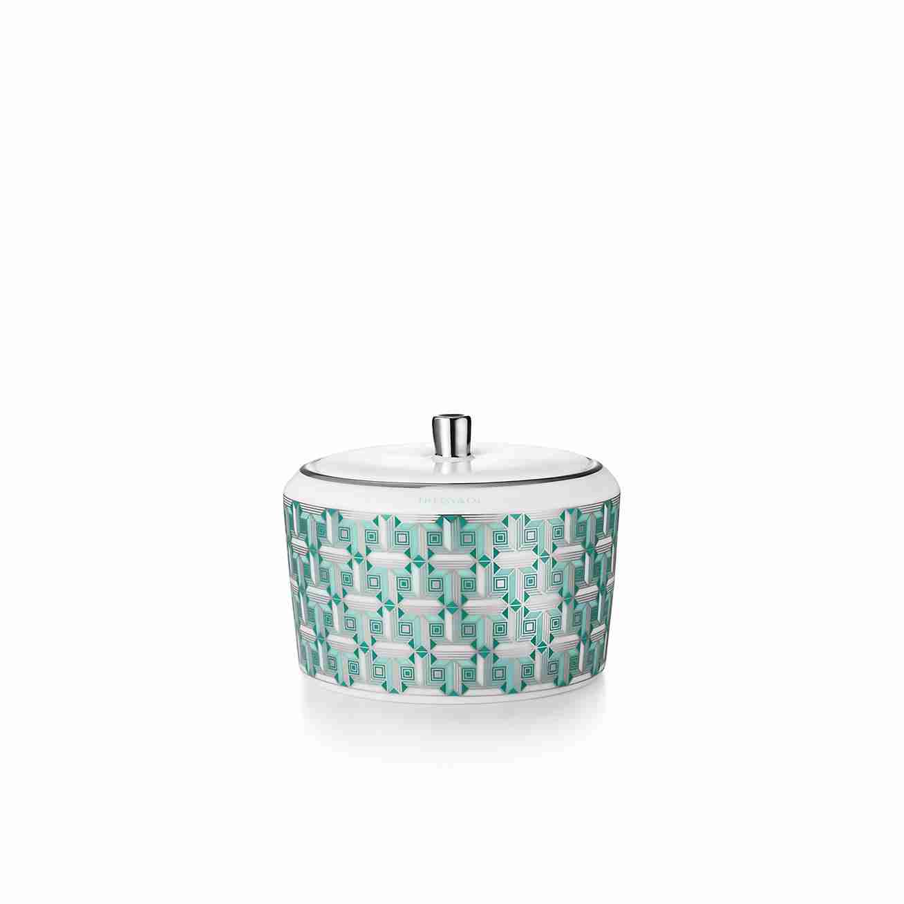 Tiffany T :  True Sugar Bowl Tiffany Blue with a Hand-painted Platinum Rim