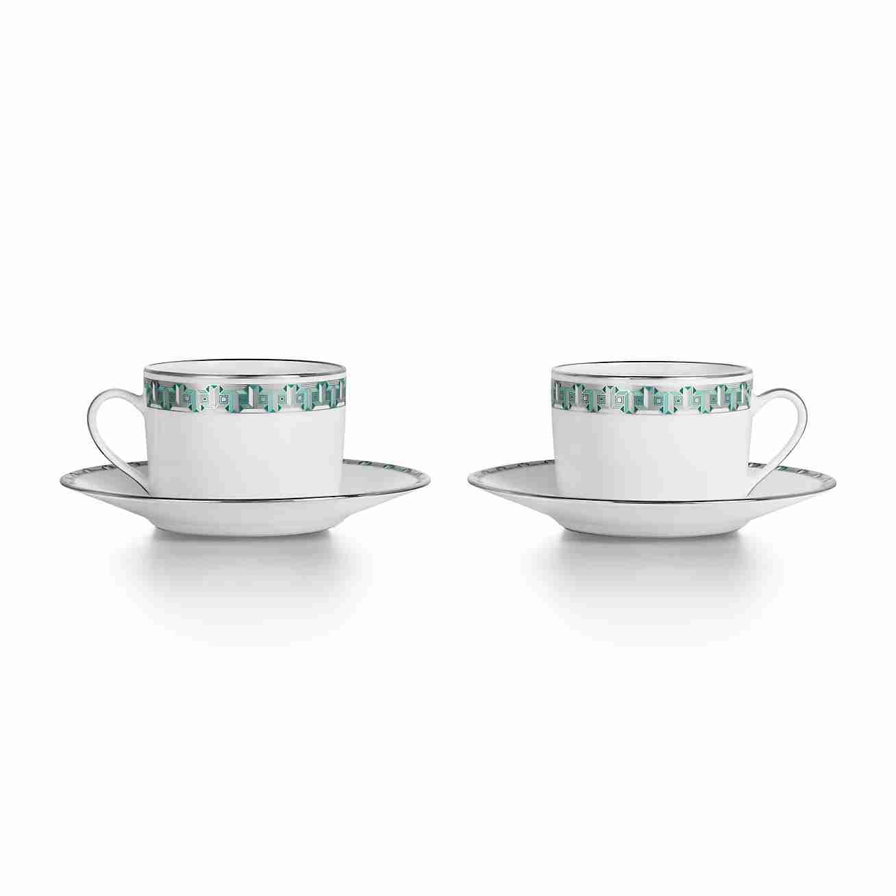 Tiffany T True :  Cup and Saucer Tiffany Blue Set of Two, with Platinum Rims
