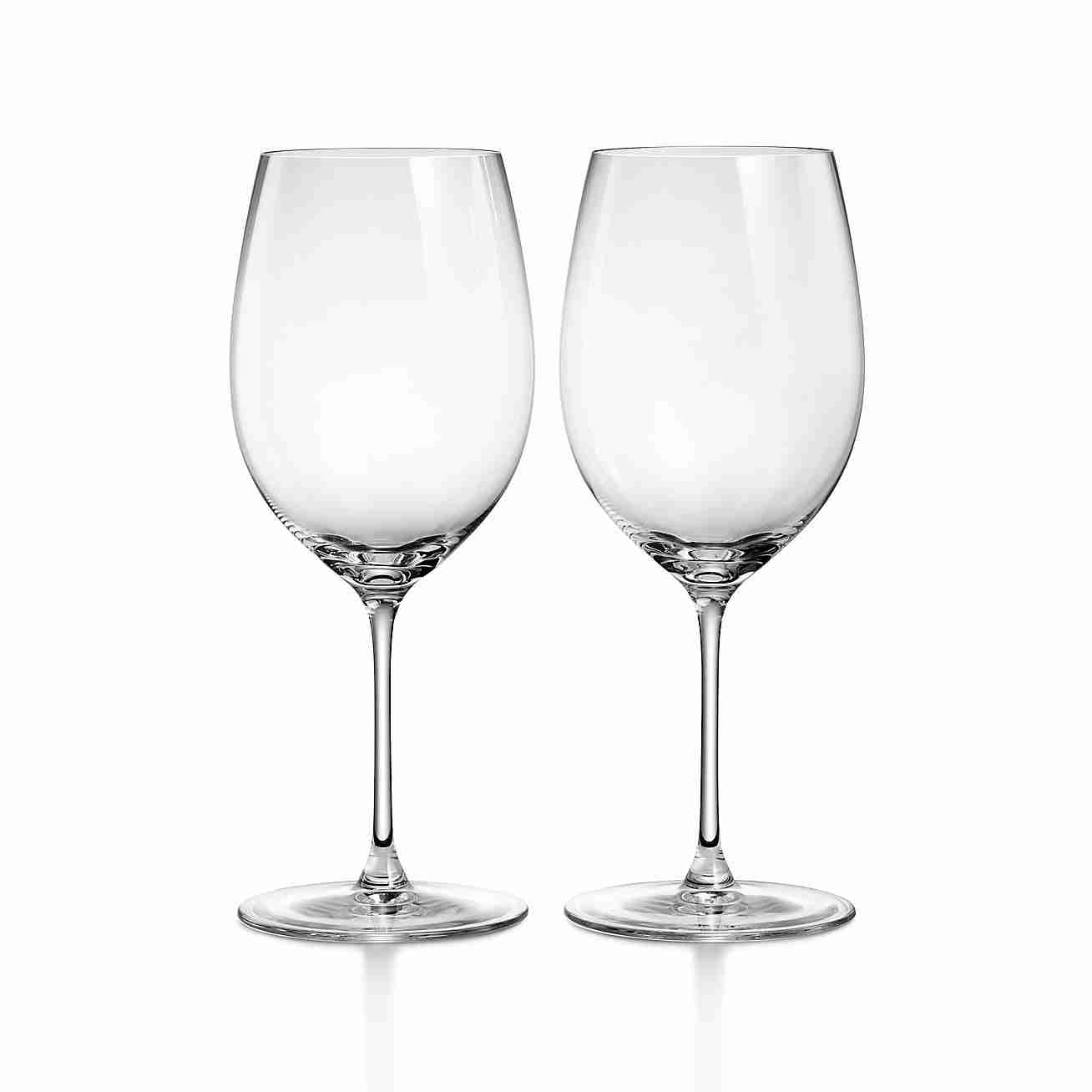 Tiffany Home Essentials :  Red Wine Glasses in Crystal Glass, Set of Two