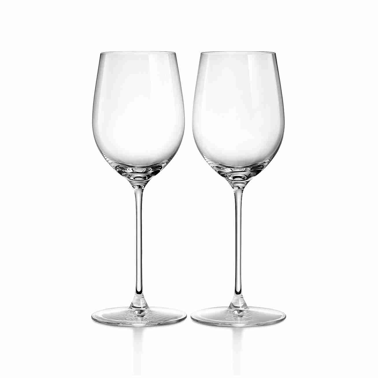 Tiffany Home Essentials :  White Wine Glasses in Crystal Glass, Set of Two