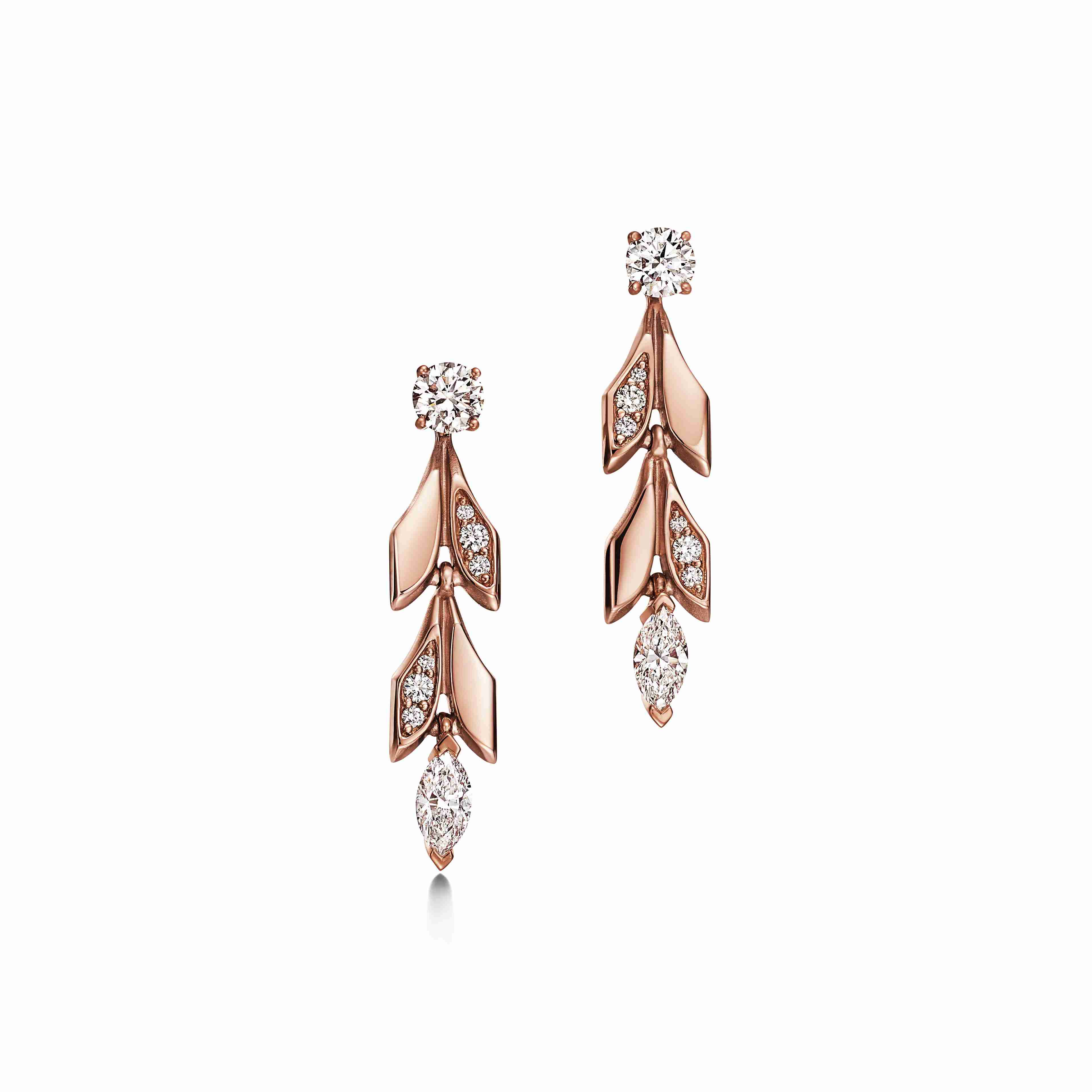 Tiffany Victoria® : Vine Convertible Drop Earrings in Rose Gold with Diamonds