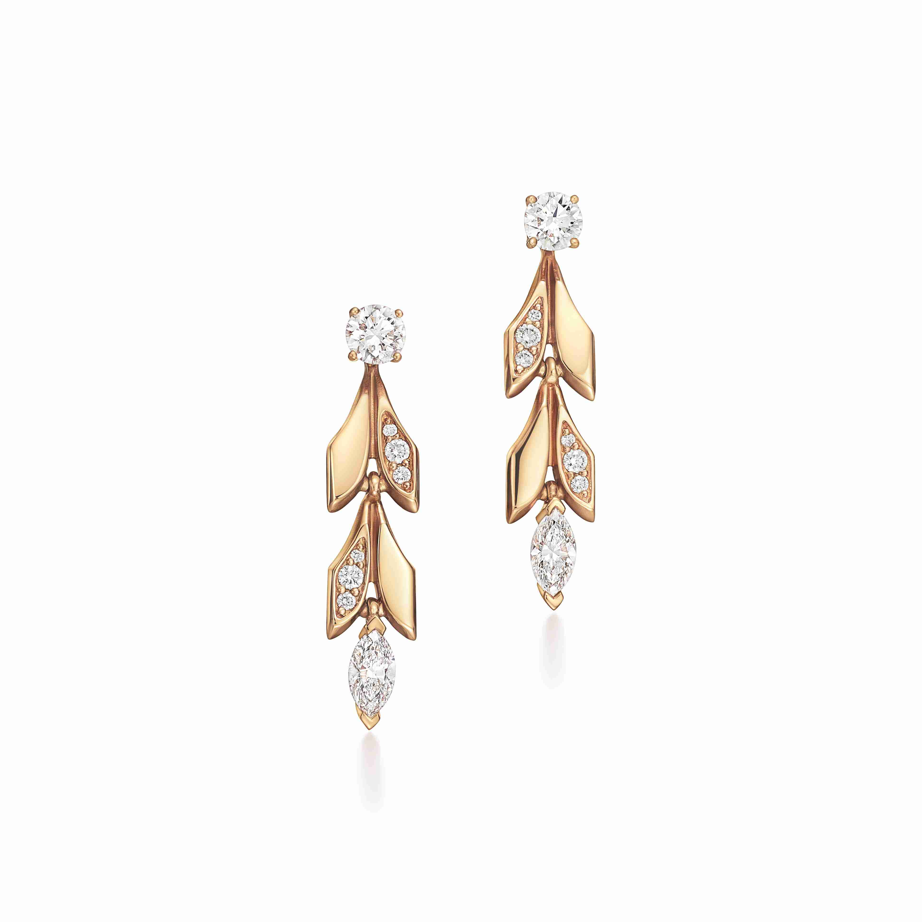 Tiffany Victoria® : Vine Convertible Drop Earrings in Yellow Gold with Diamonds