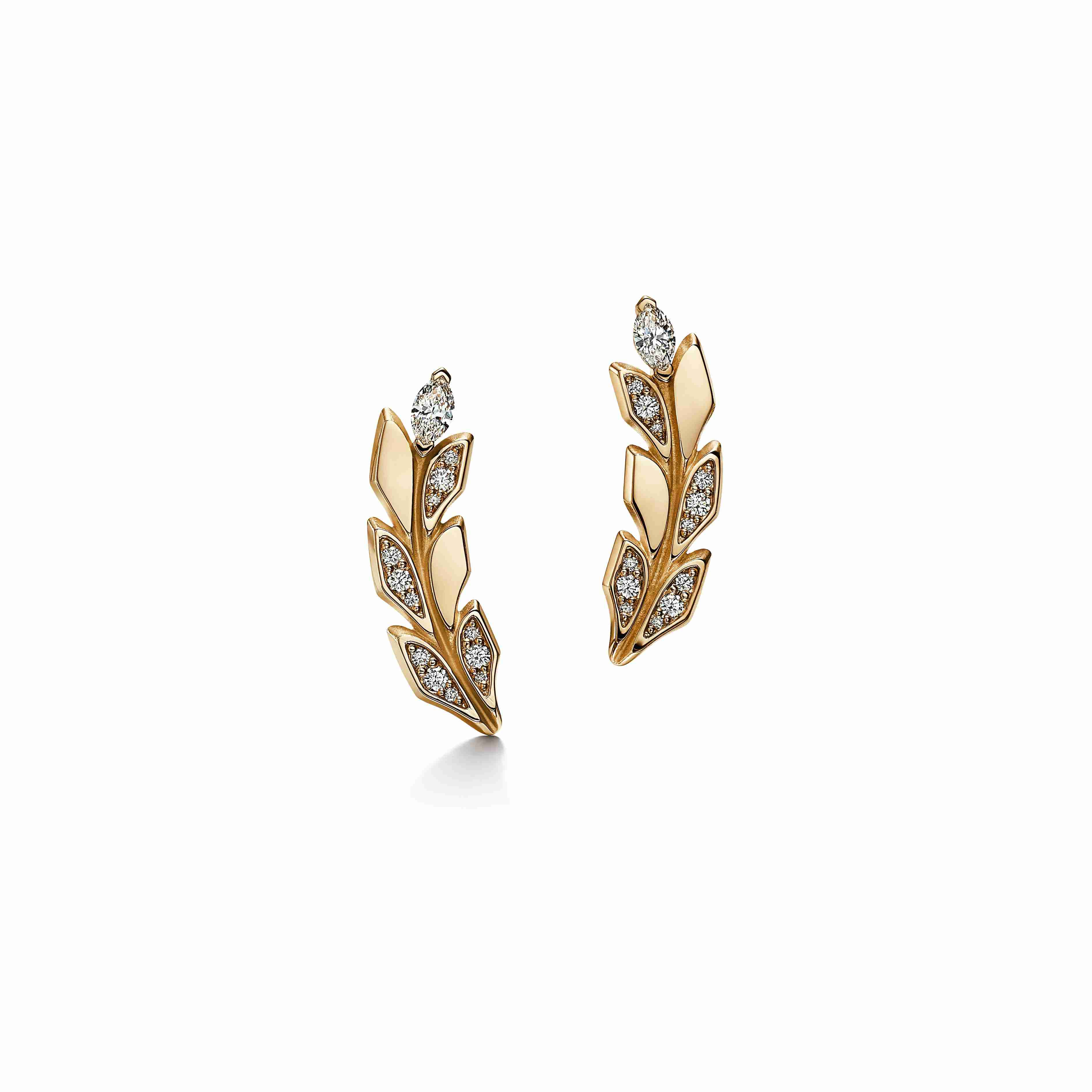 Tiffany Victoria® : Vine Climber Earrings in Yellow Gold with Diamonds