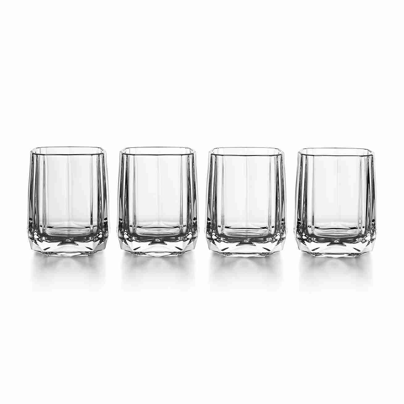 Tiffany Facets :  Shot Glasses Set of Four, in Crystal Glass